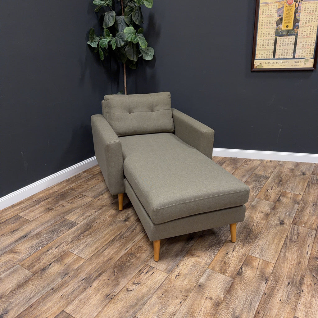 Burrow Nomad Plus Armchair with Chaise — Moss Green
