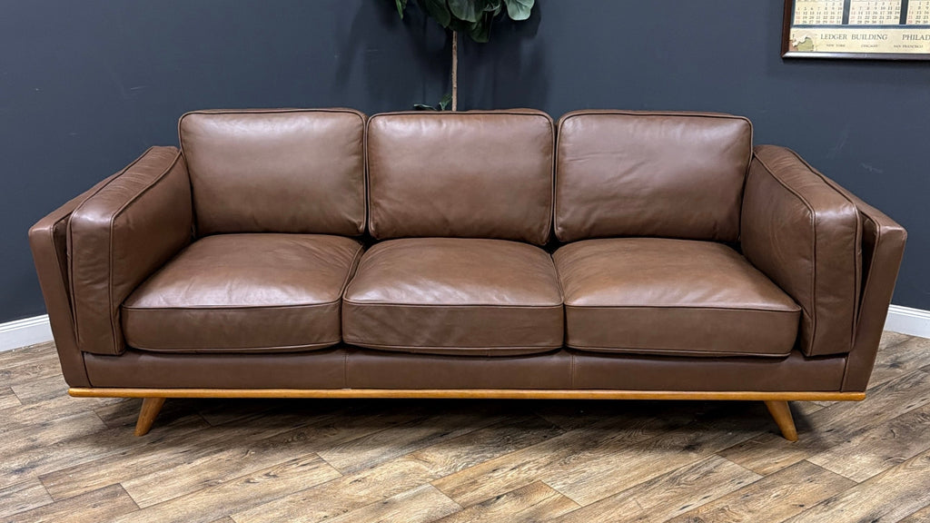 Timber 90" Leather Sofa - Charme Chocolat