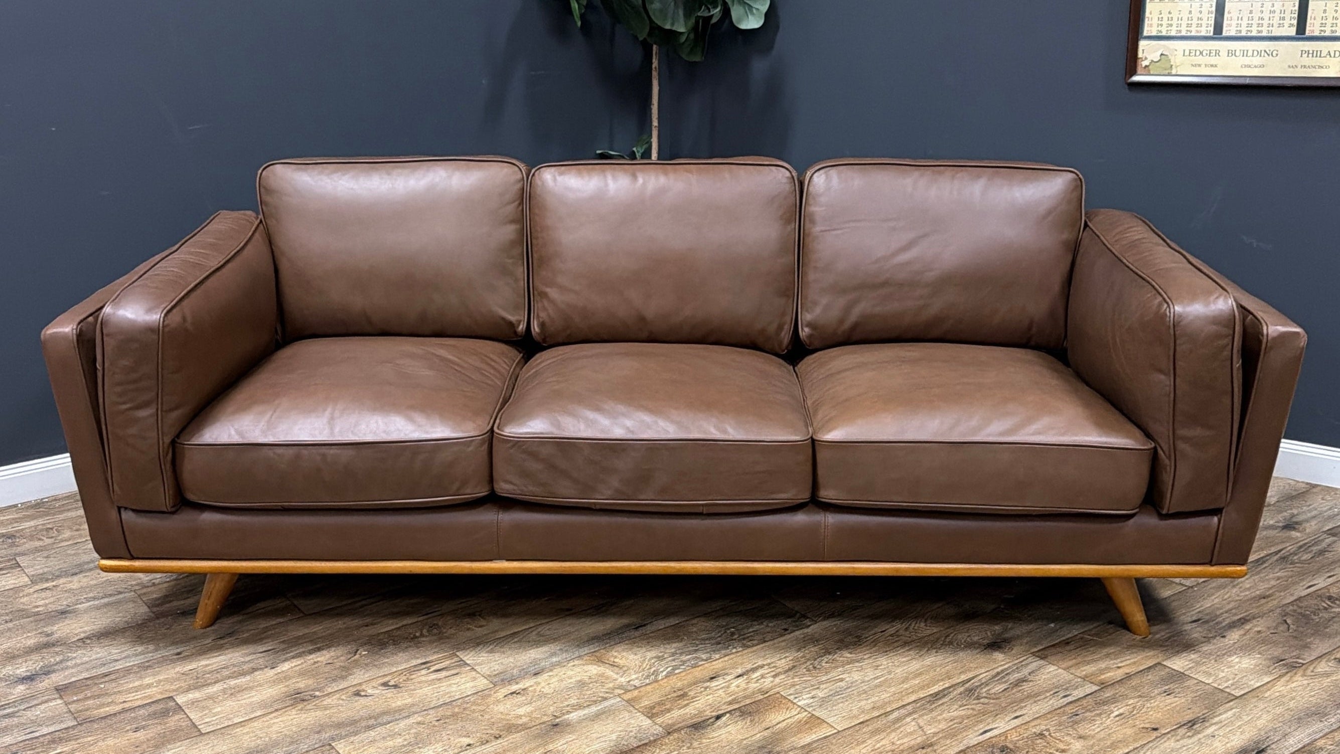 Timber 90" Leather Sofa - Charme Chocolat