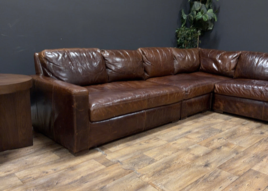 Restoration Hardware Maxwell Leather Modular Sectional