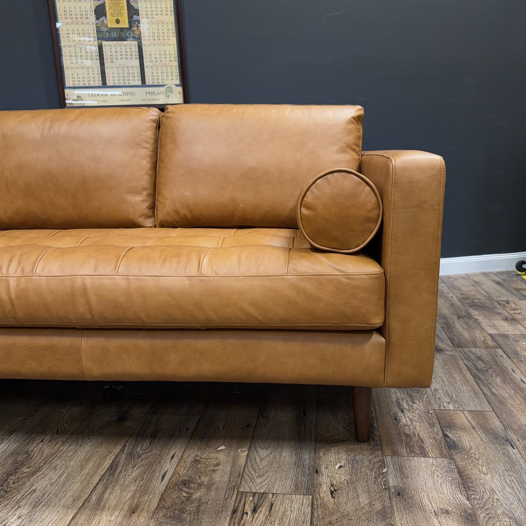 Poly & Bark Napa Leather Corner Sectional Sofa — Cognac Tan