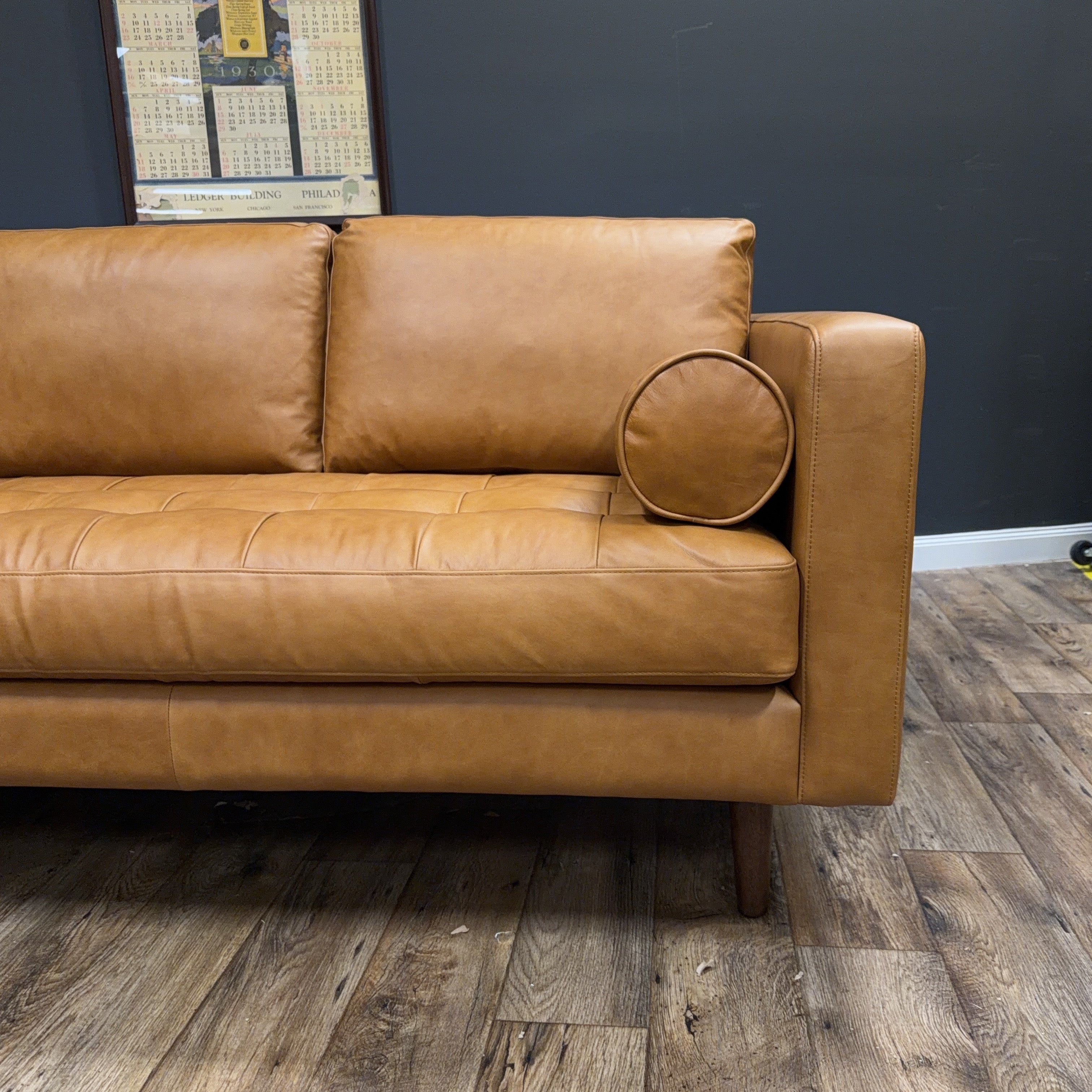 Poly & Bark Napa Leather Corner Sectional Sofa — Cognac Tan