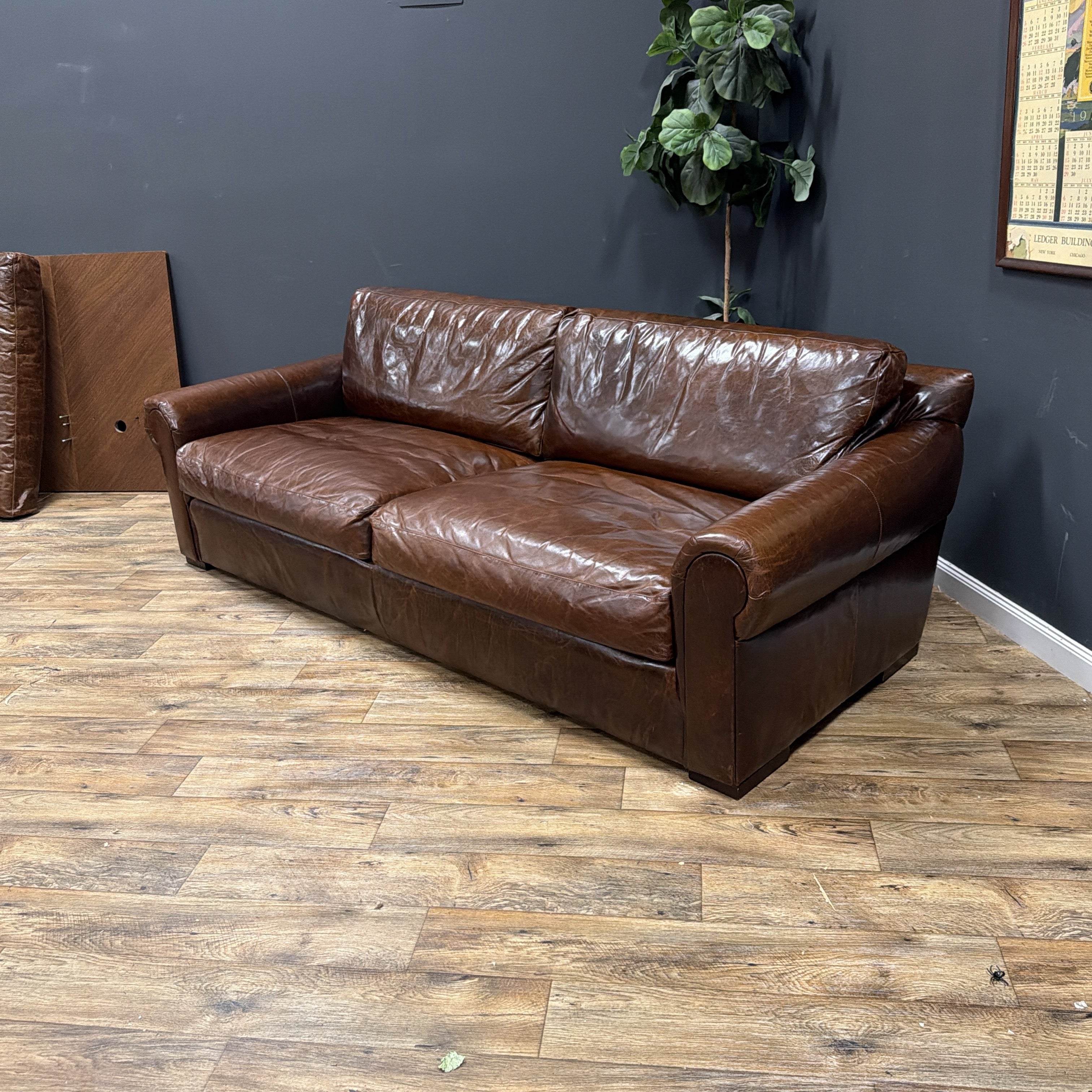 Restoration Hardware Lancaster 8’ Leather Sofa