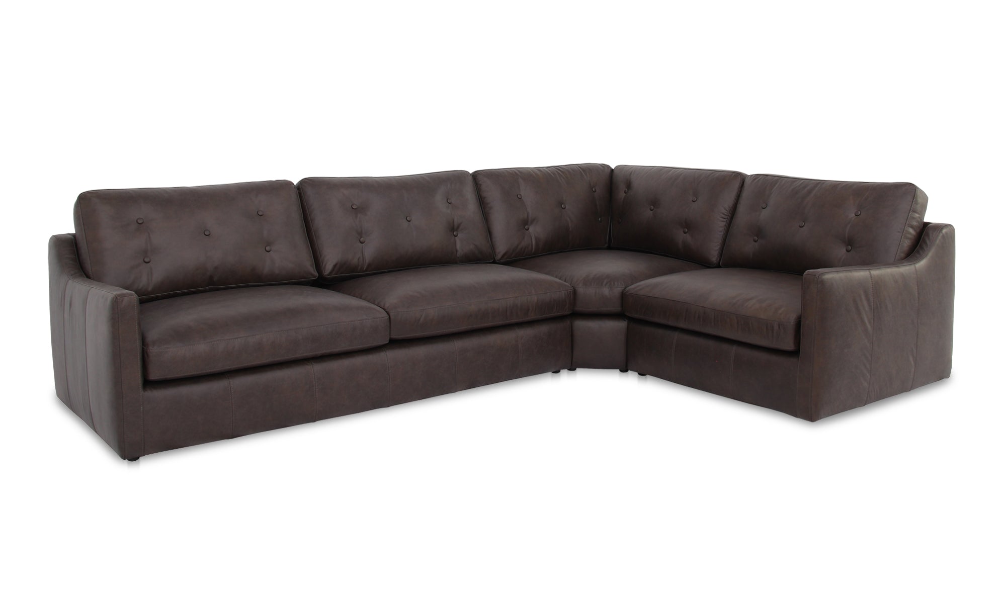 Thurlow 3 Piece Right Modular Sectional Espresso Brown Leather
