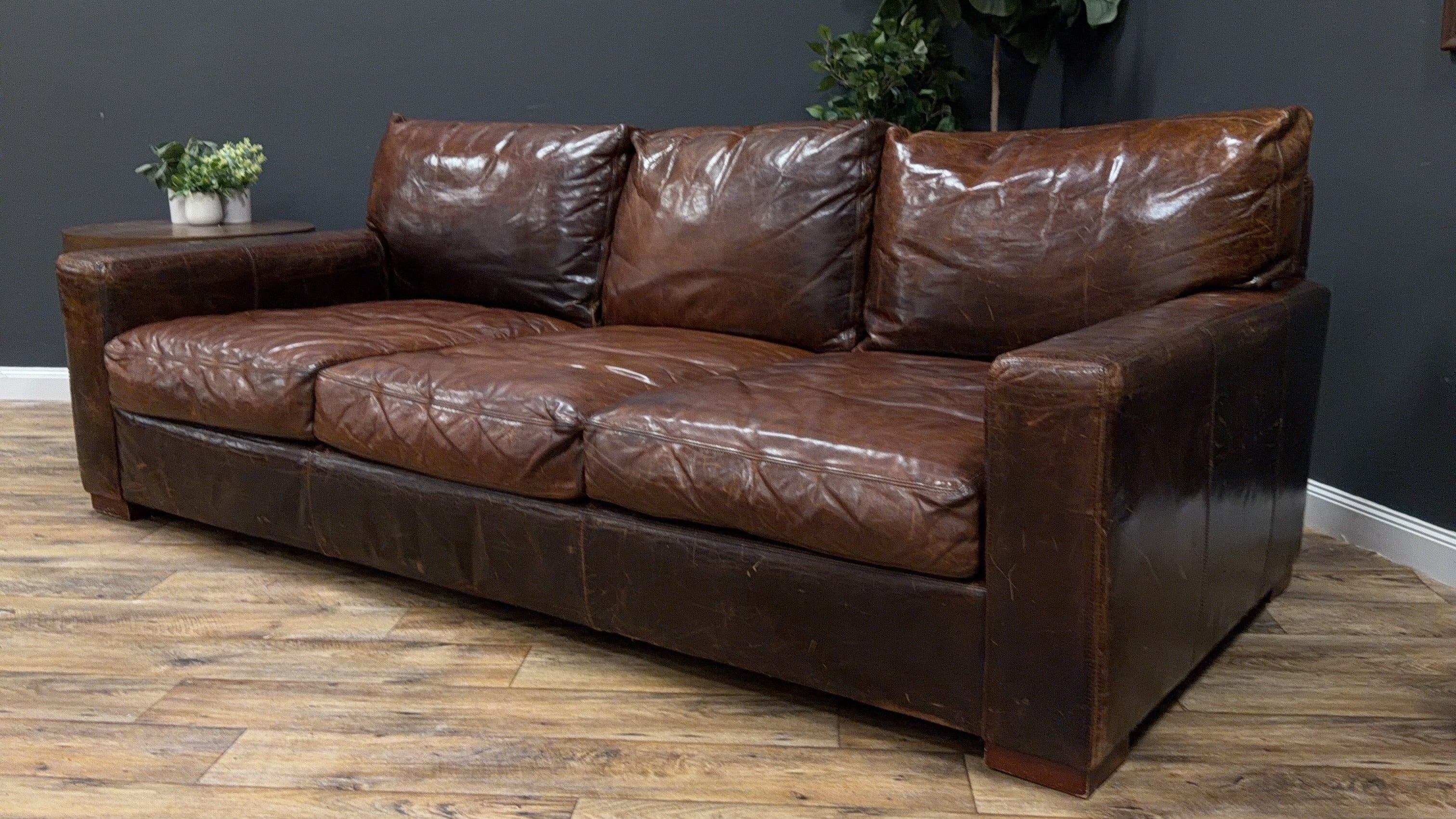 Restoration Hardware Maxwell Leather Sofa