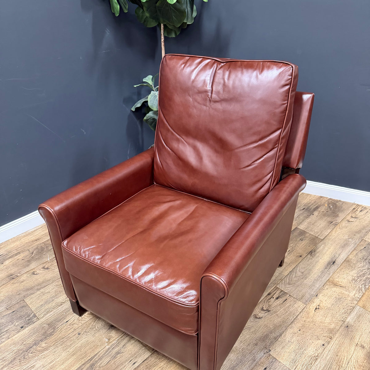 Pottery Barn Tyler Roll Arm Leather Recliners - Marching Pair