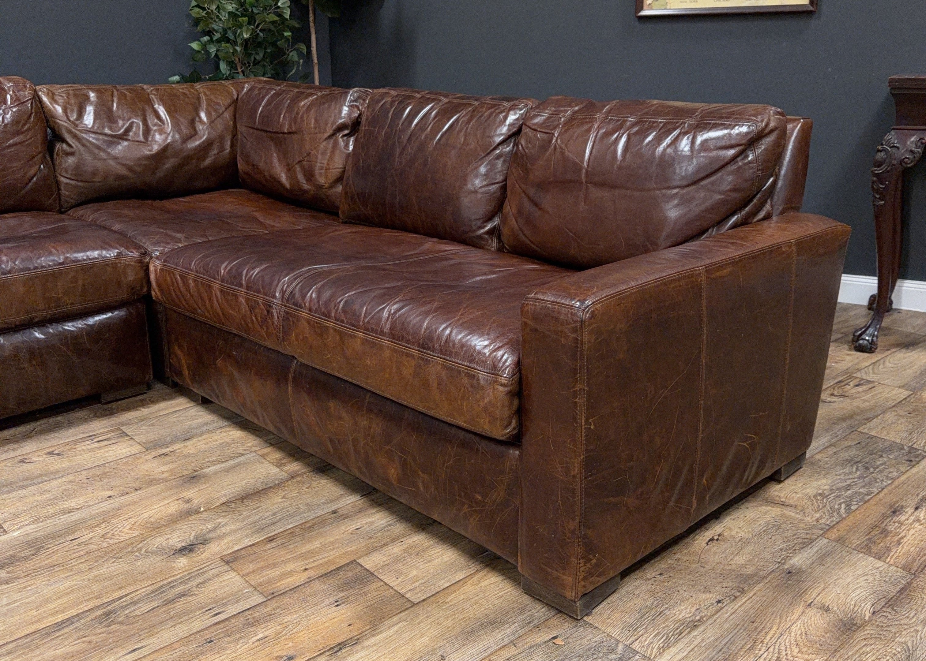Restoration Hardware Maxwell Leather Modular Sectional