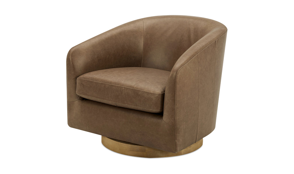 Oscy Leather Swivel Chair Tan