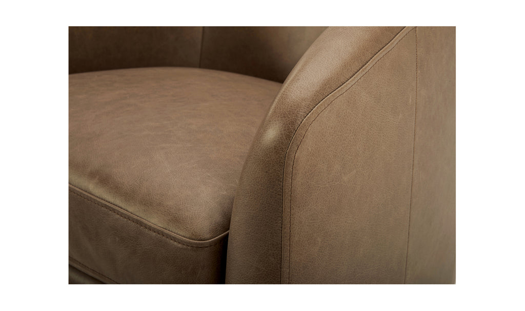 Oscy Leather Swivel Chair Tan