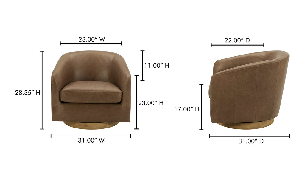 Oscy Leather Swivel Chair Tan