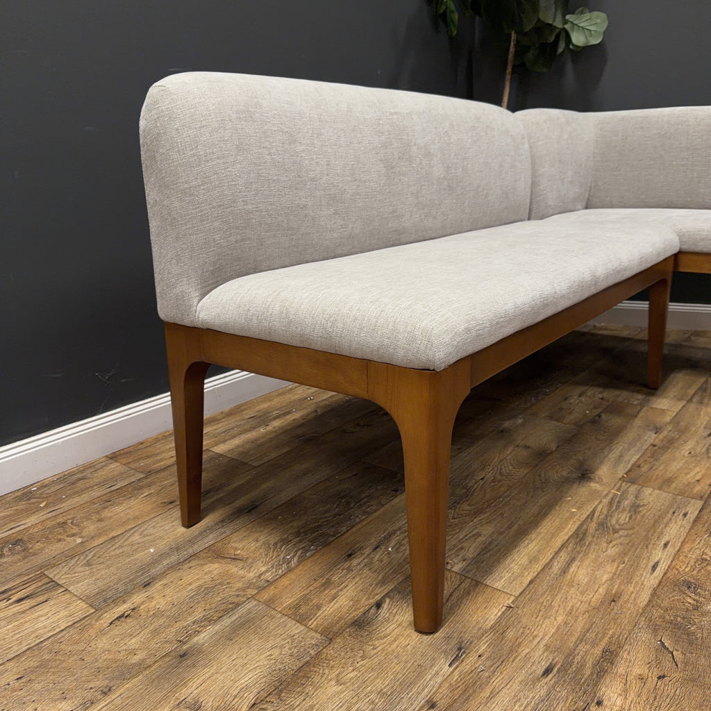 Article - Rosin 56.75" Left Corner Banquette and Rosin 53" Armless Banquette- Smoked Oak And Hestia Gray