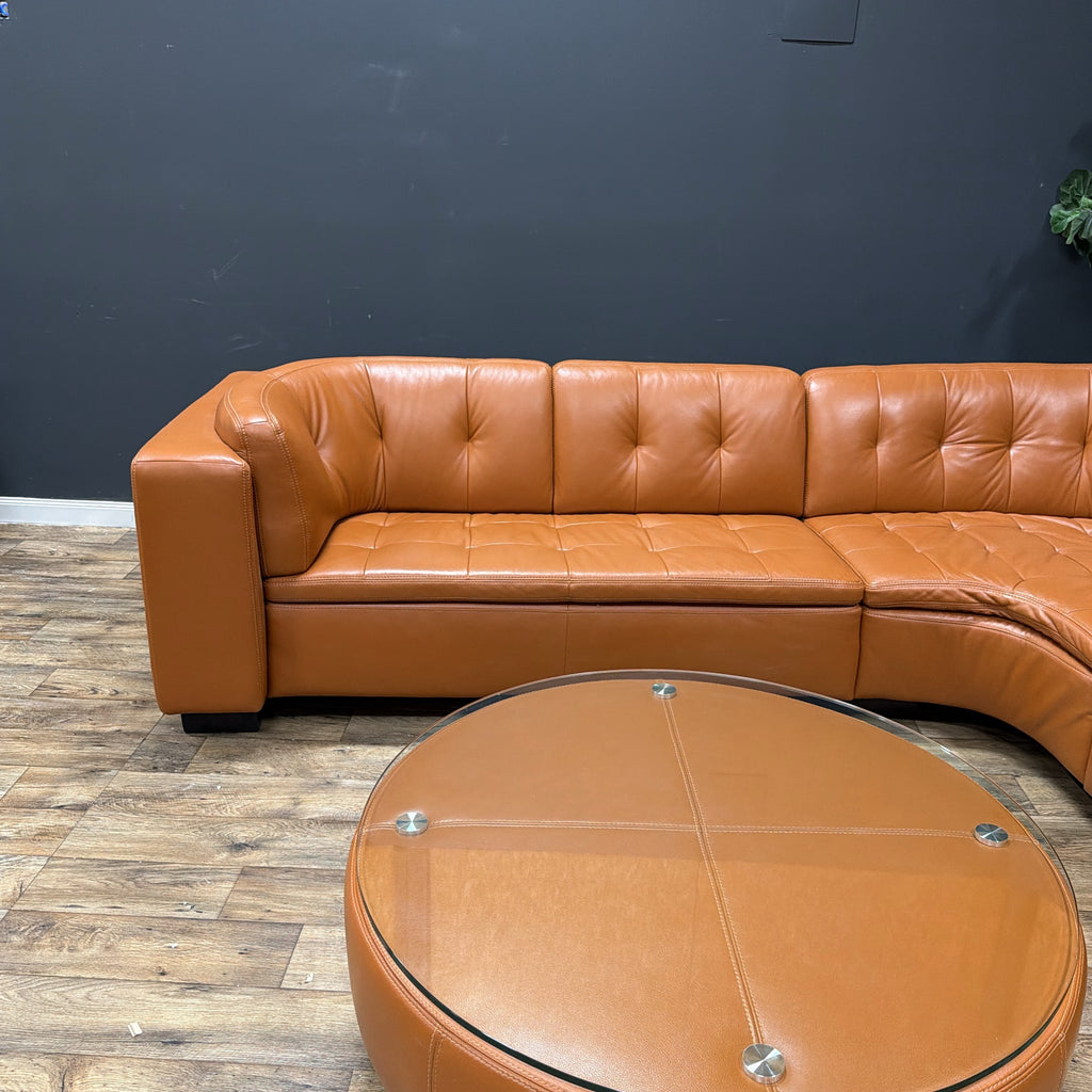 W. Schillig Leather Sofa with Matching Coffee Table