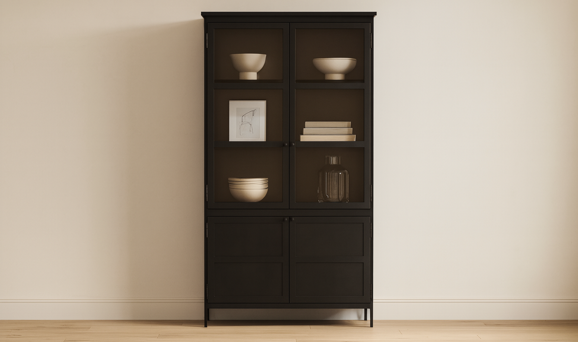 Henry Metal Tall Cabinet Black