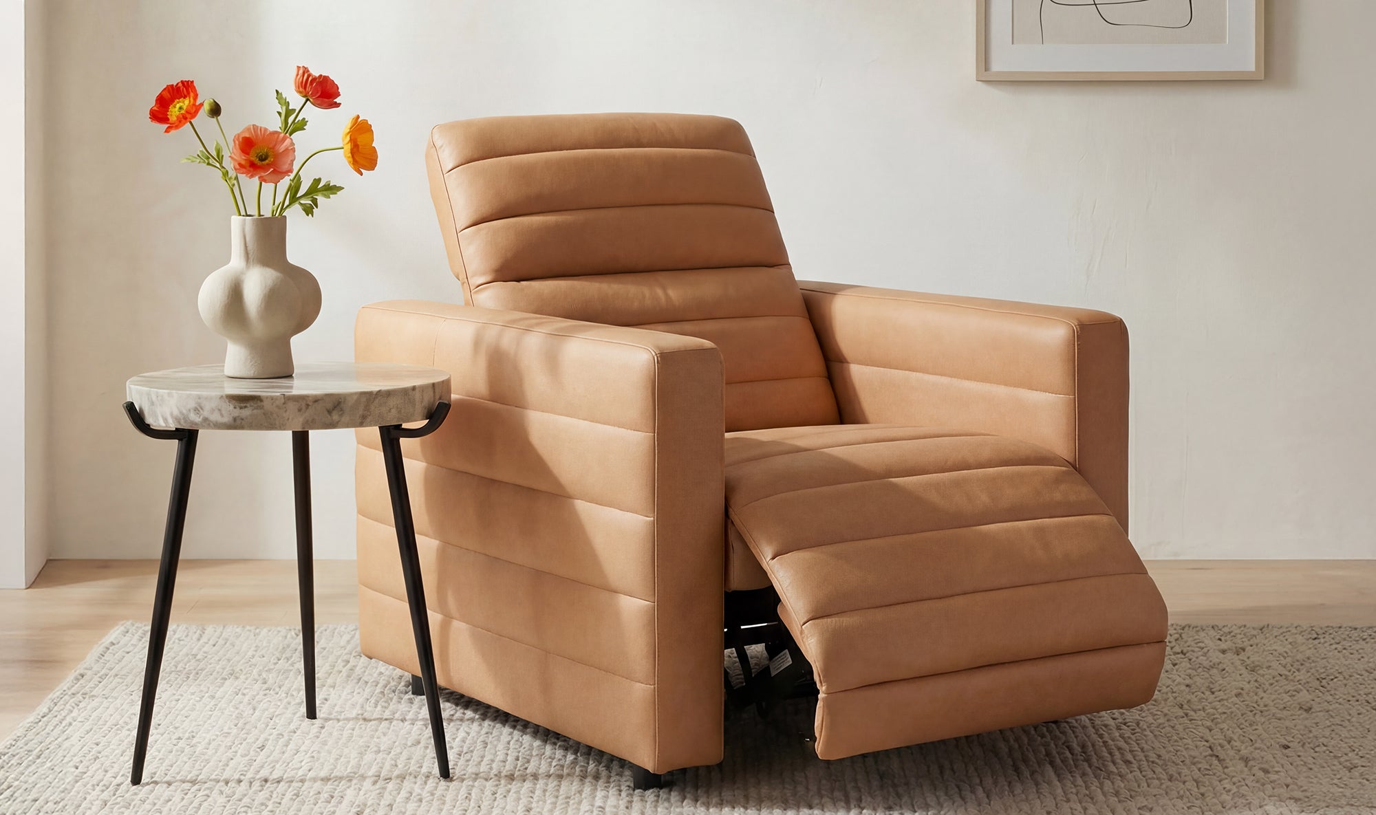 Juno Power Recliner Chair Tan Leather