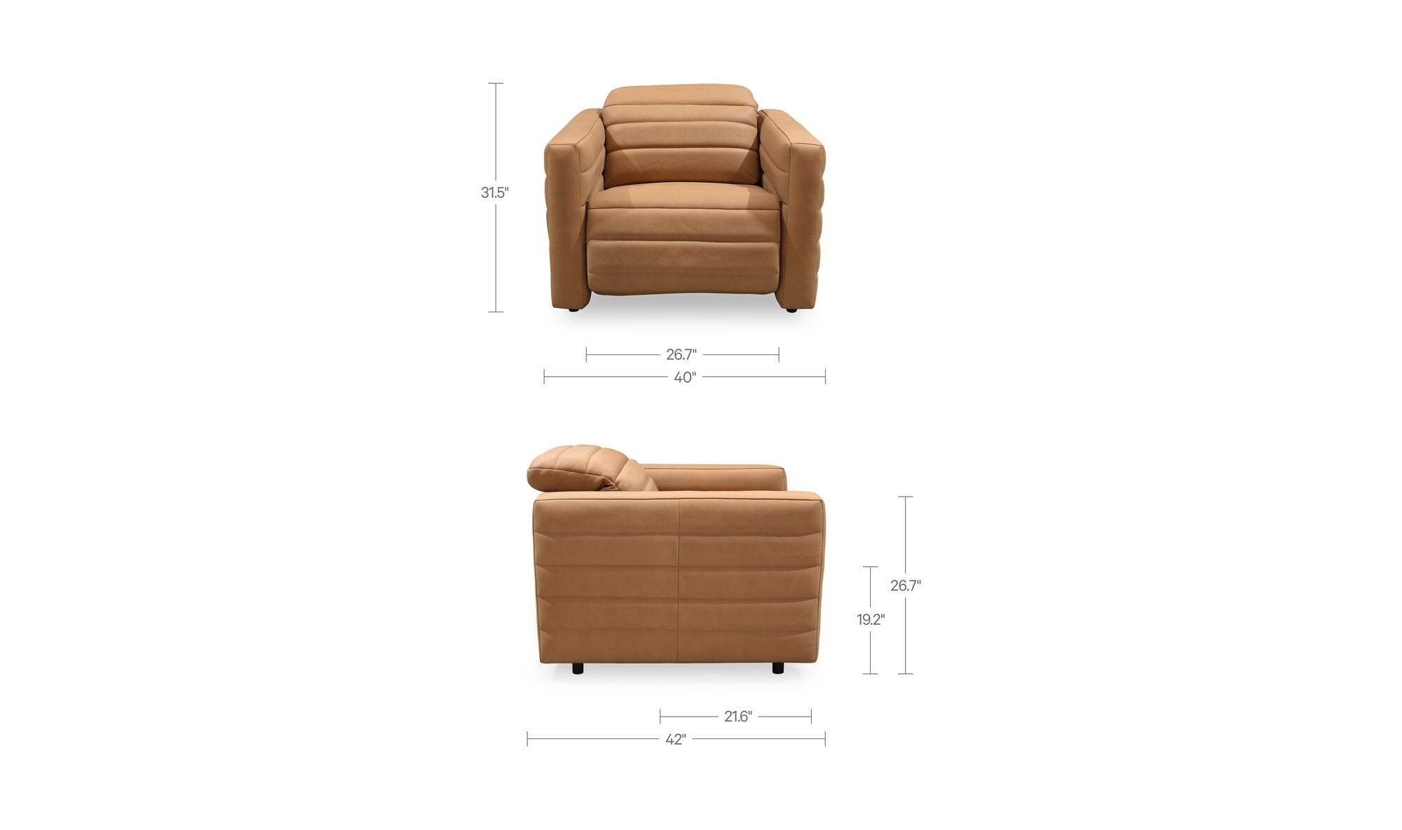 Juno Power Recliner Chair Tan Leather