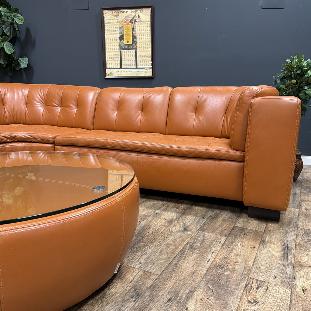 W. Schillig Leather Sofa with Matching Coffee Table