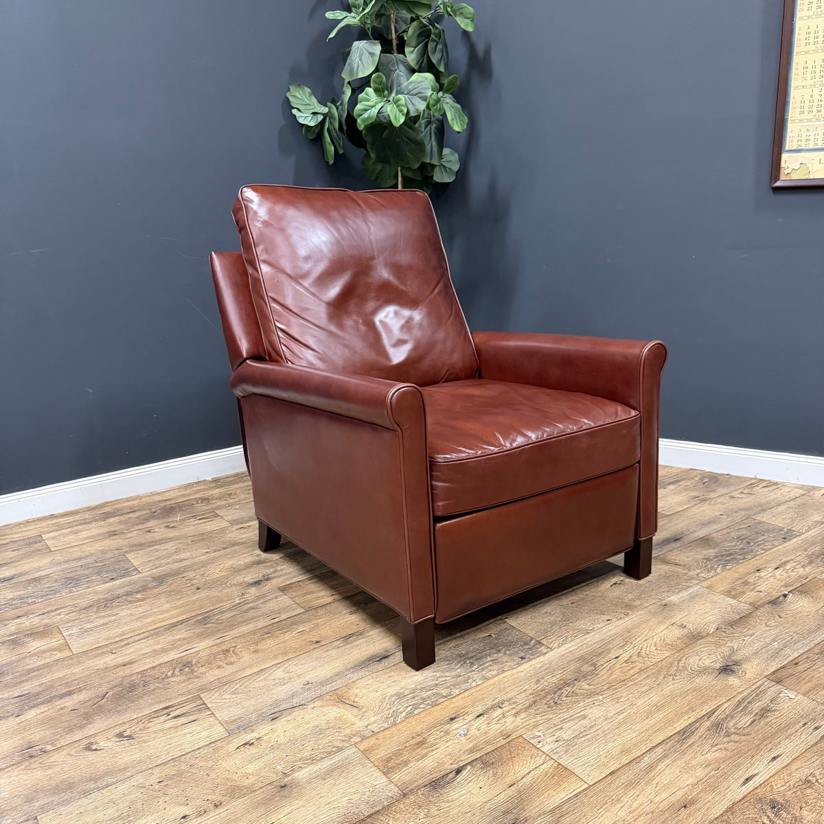 Pottery Barn Tyler Roll Arm Leather Recliners - Marching Pair