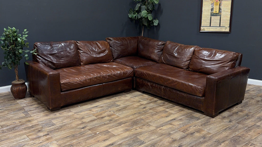 Restoration Hardware Maxwell Leather Sectional Sofa