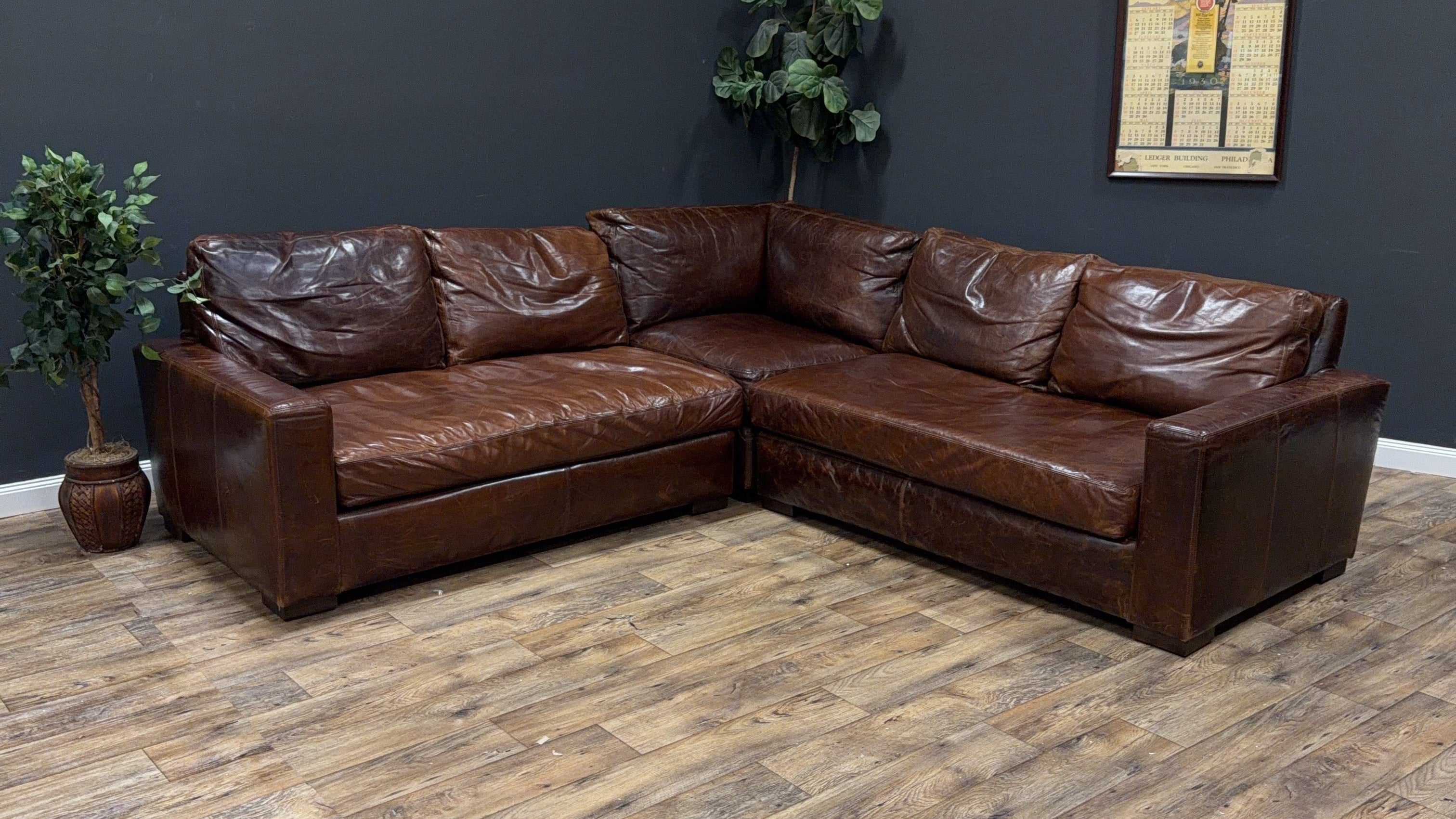 Restoration Hardware Maxwell Leather Sectional Sofa