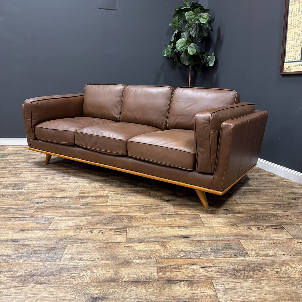 Timber 90" Leather Sofa - Charme Chocolat