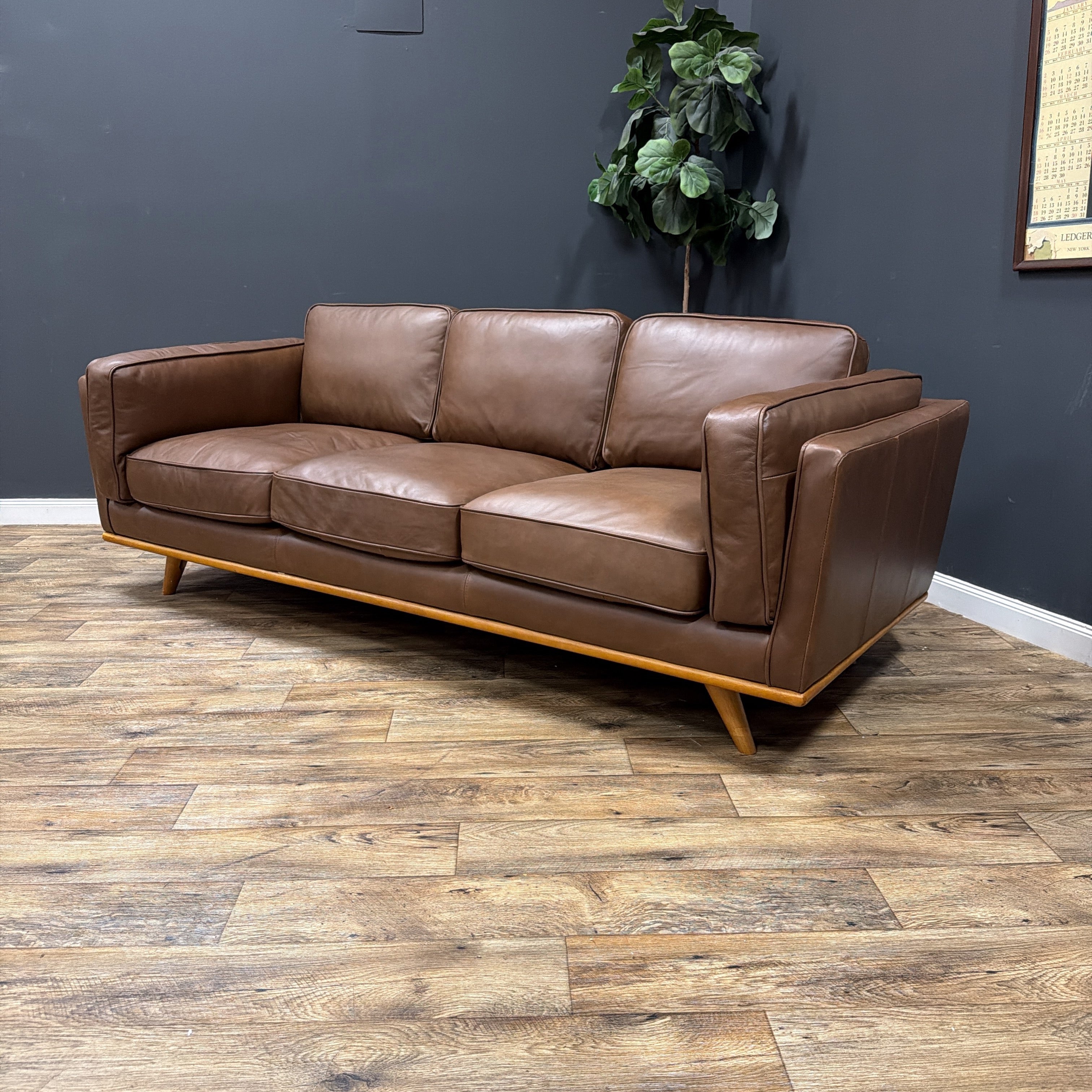 Timber 90" Leather Sofa - Charme Chocolat