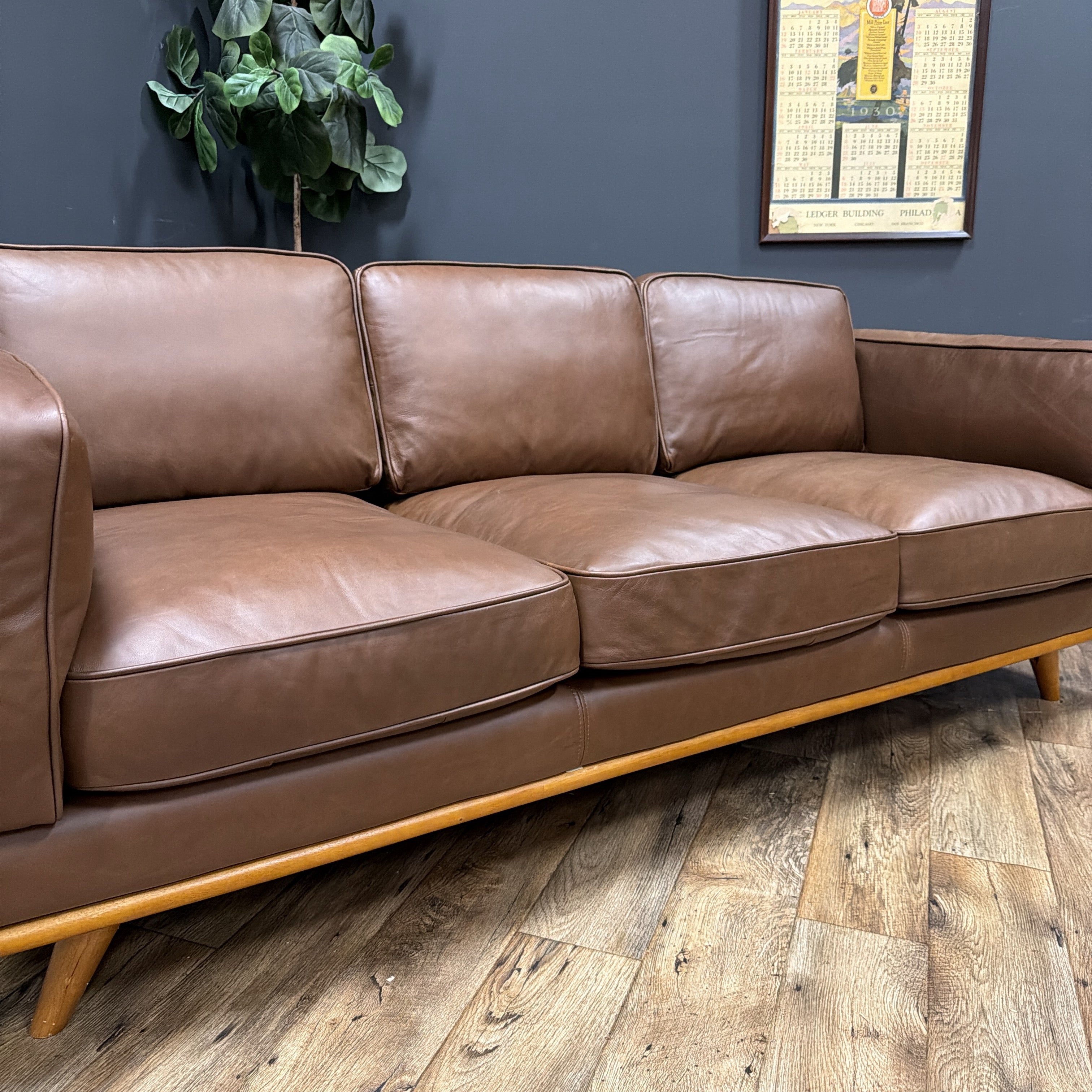 Timber 90" Leather Sofa - Charme Chocolat