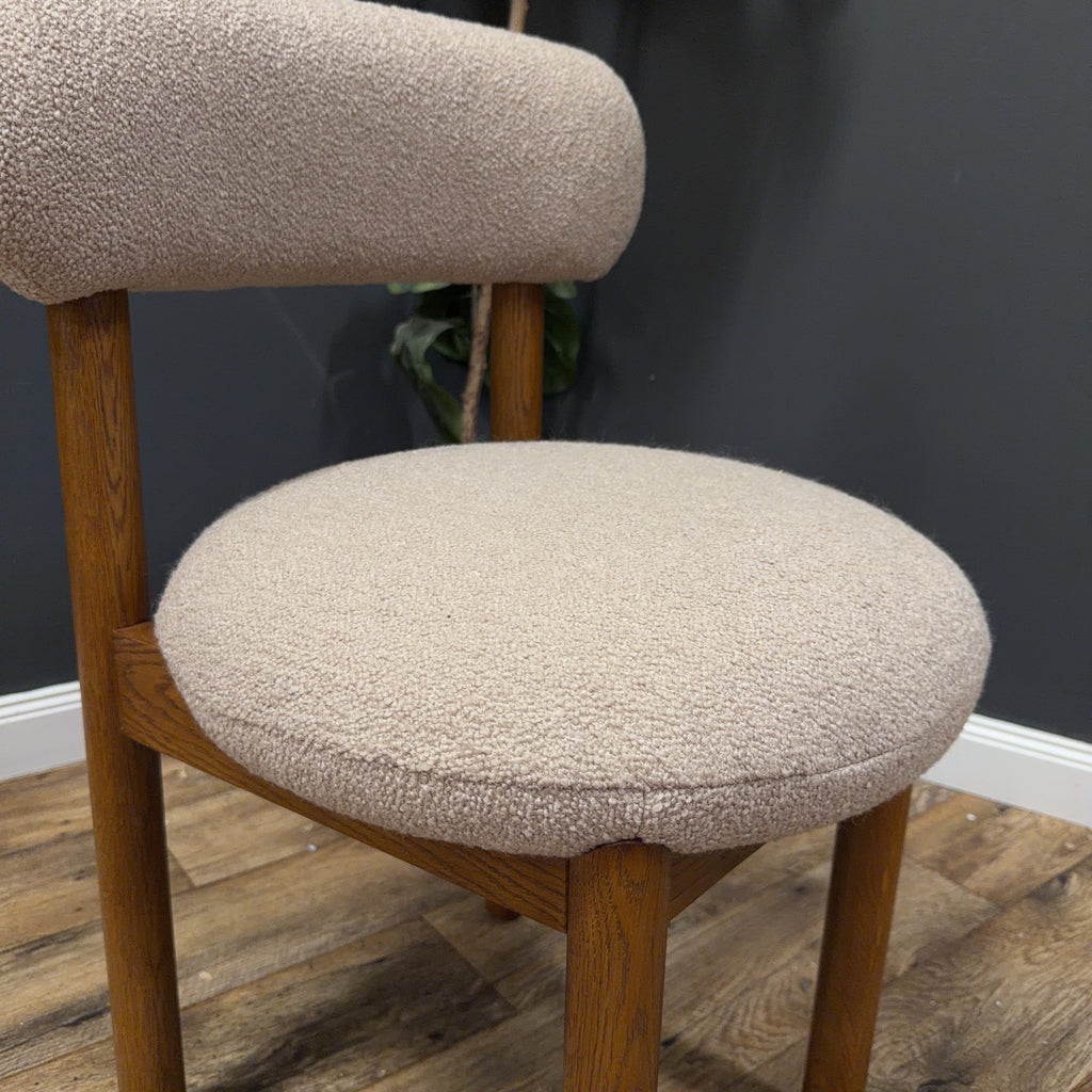 Article Munk Dining Chair - Smoked Oak And Sandstone Wool Bouclé - Set of 2