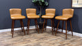 Article - Sede Leather Swivel Counter Stool - Walnut And Toscana Tan - set of 4.