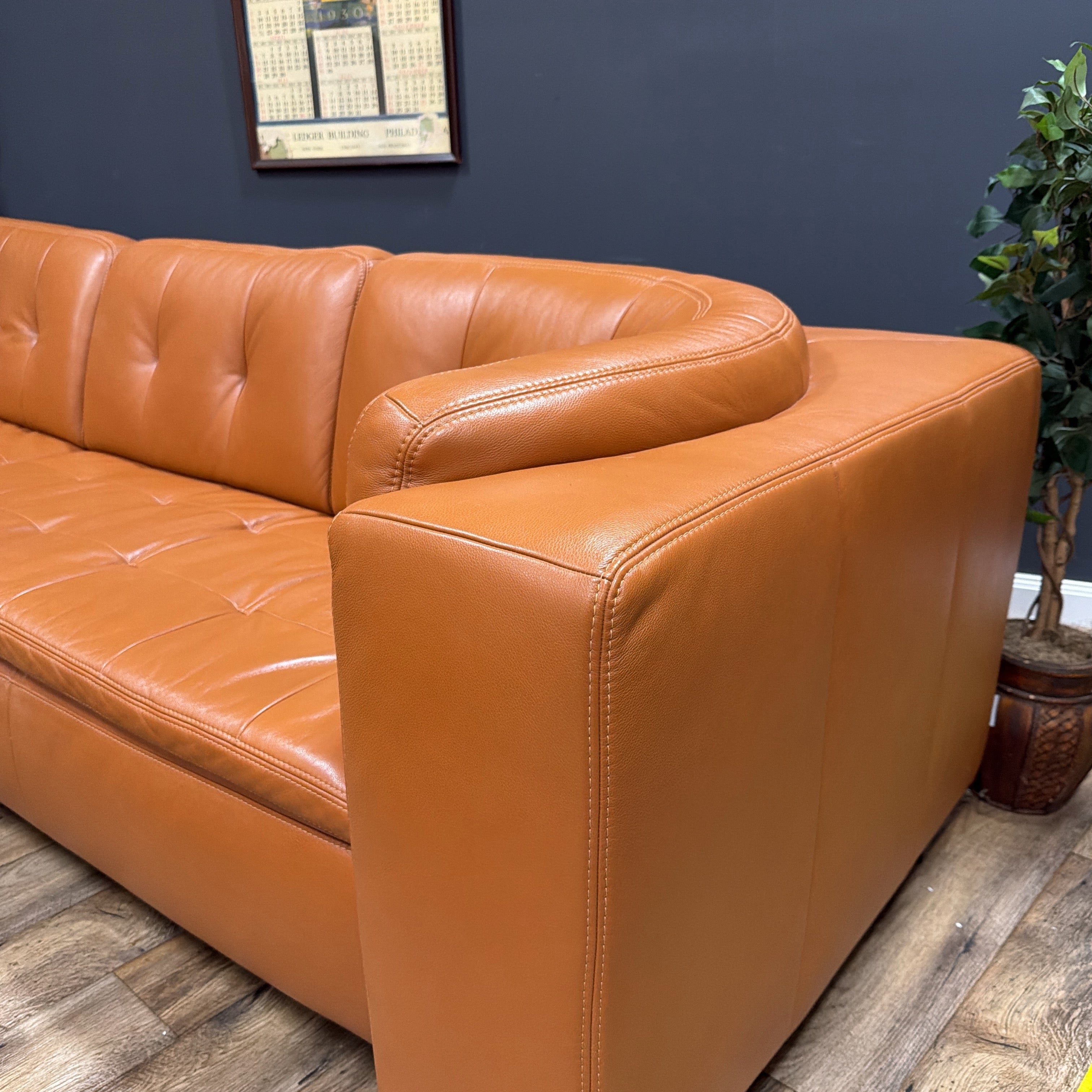 W. Schillig Leather Sofa with Matching Coffee Table