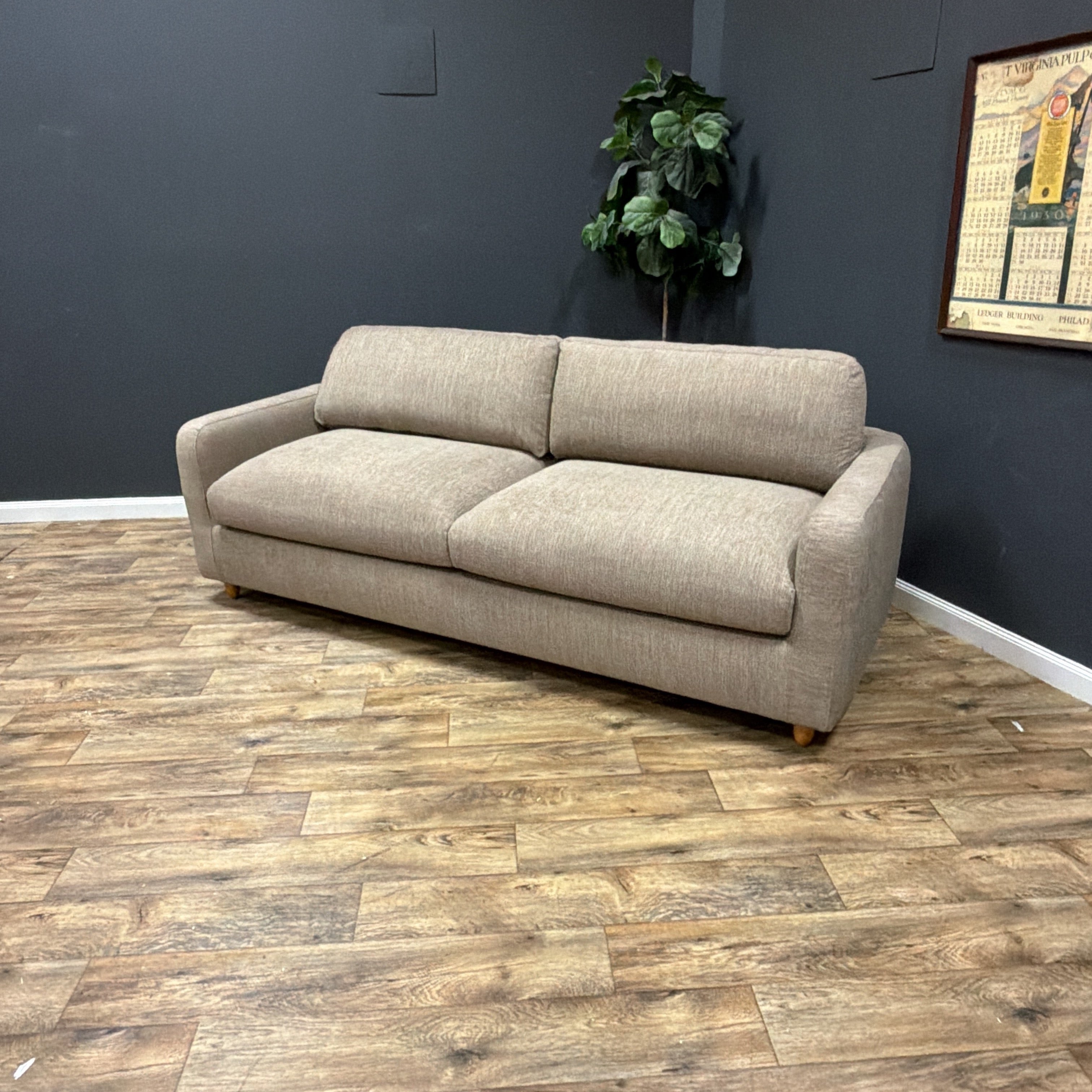 Vati 92” Sofa and Lounge Chair Set – Honey Oak / Buckler Brown