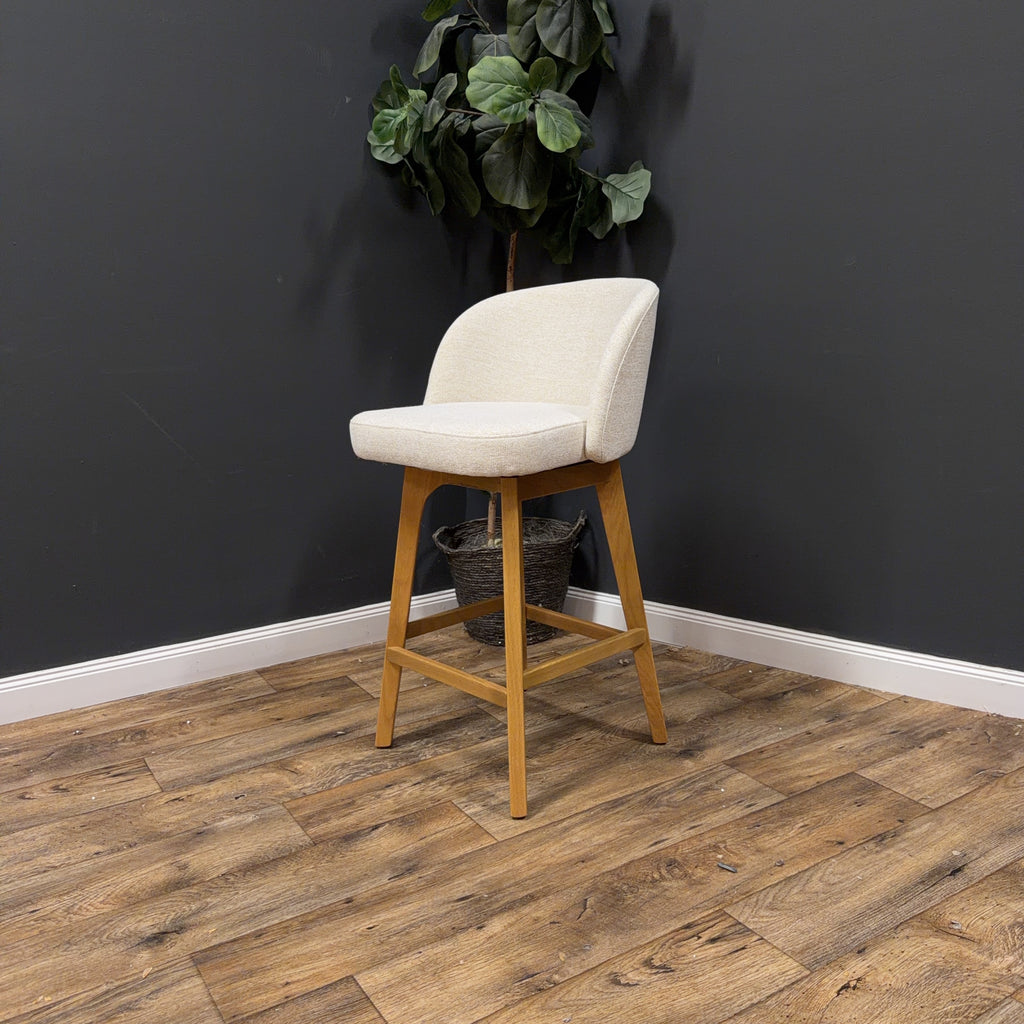 Article Alta Swivel Counter Stool - Oak And Camellia Ivory - Set of 4