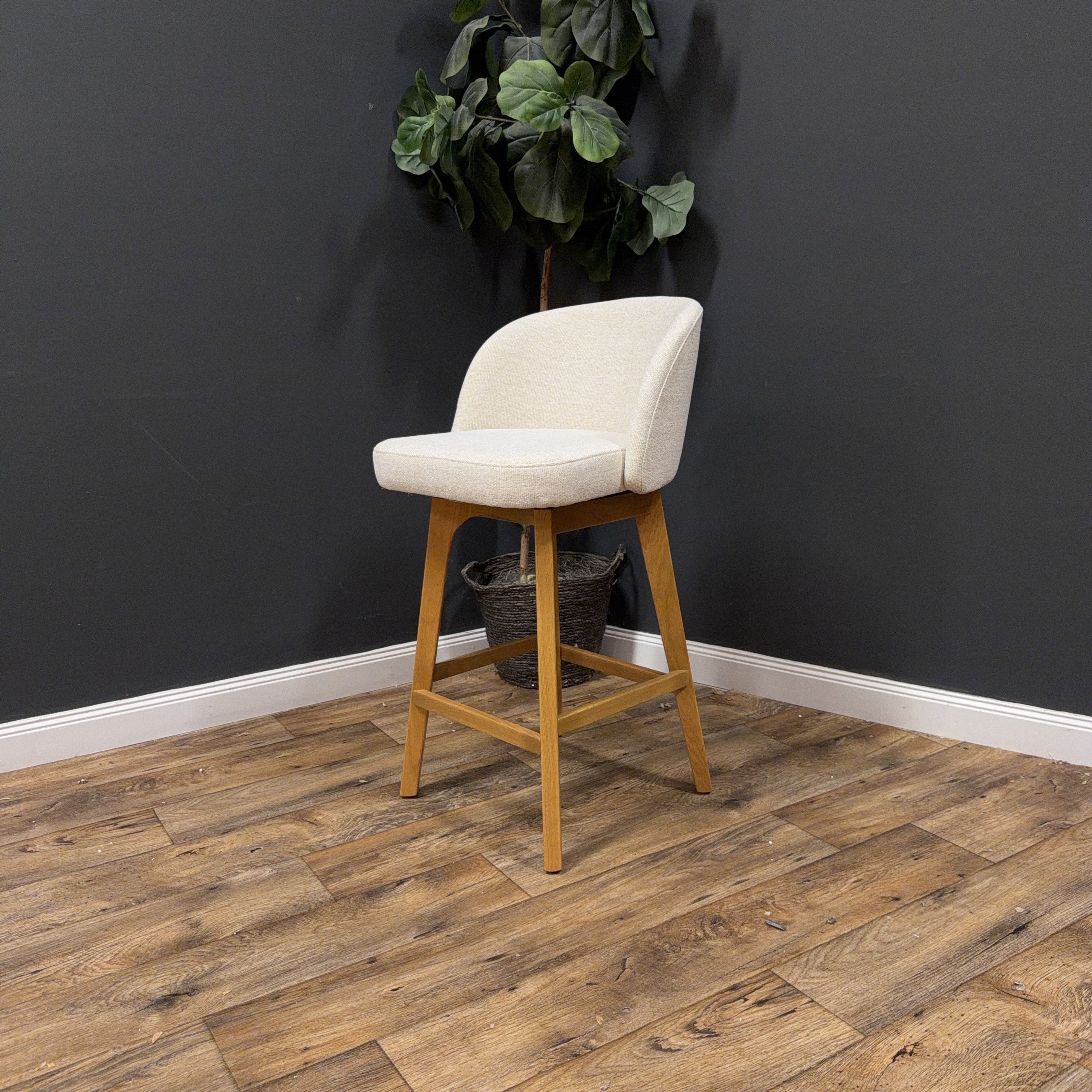 Article Alta Swivel Counter Stool - Oak And Camellia Ivory - Set of 4