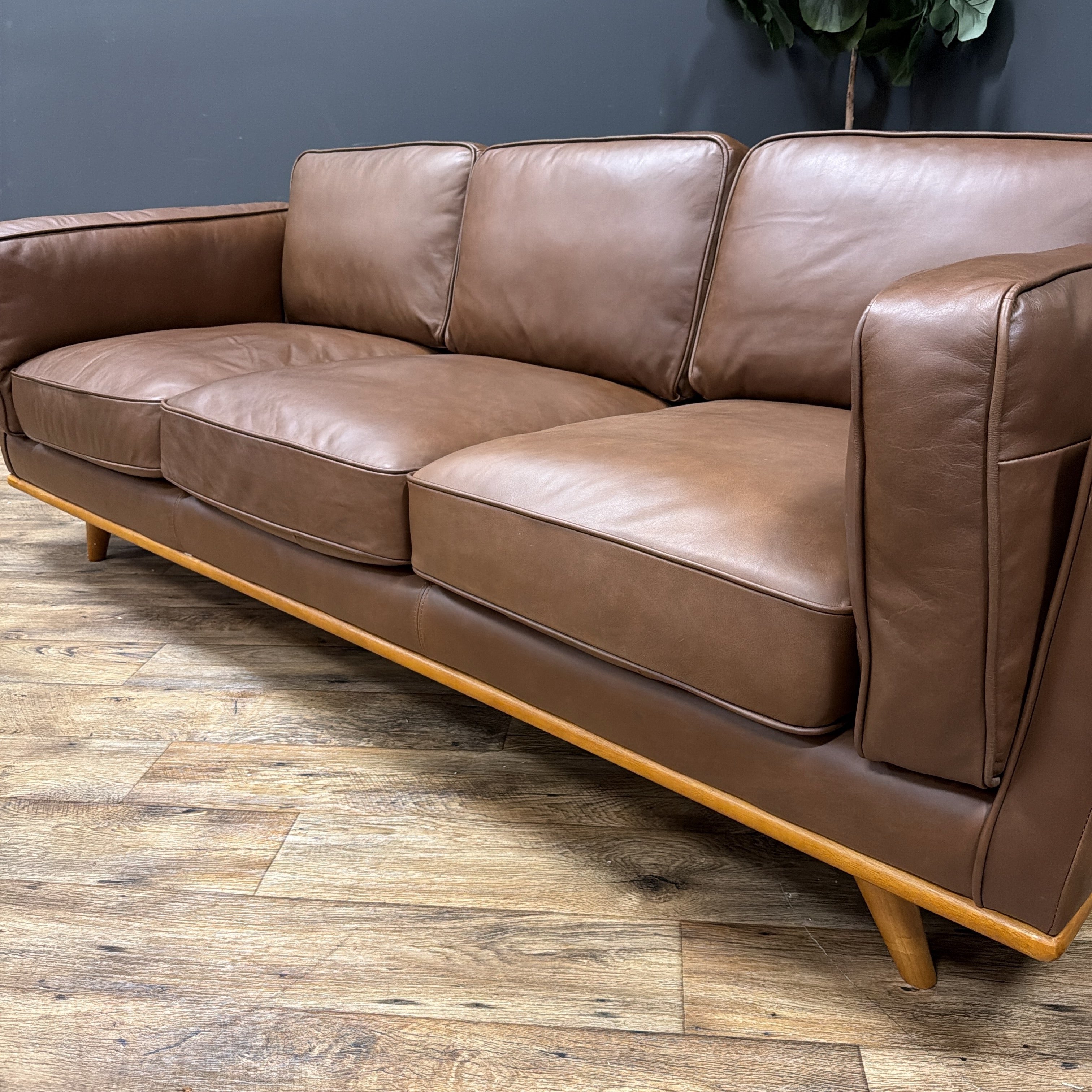 Timber 90" Leather Sofa - Charme Chocolat