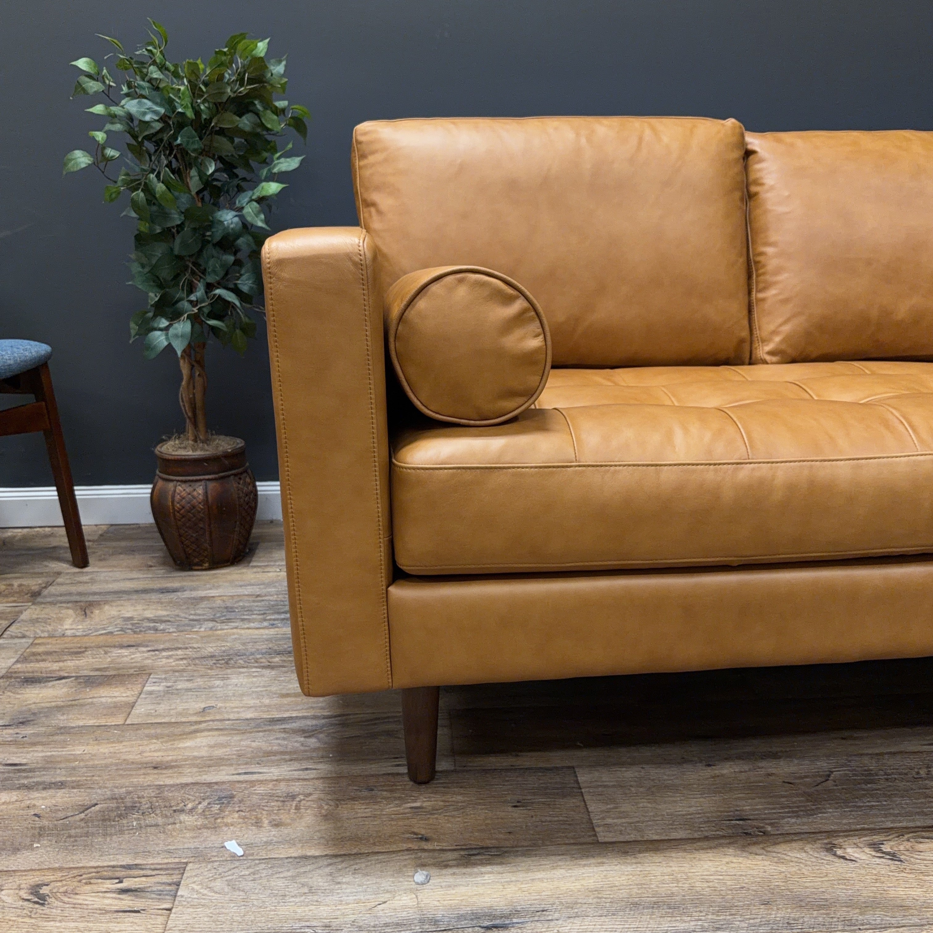 Poly & Bark Napa Leather Corner Sectional Sofa — Cognac Tan