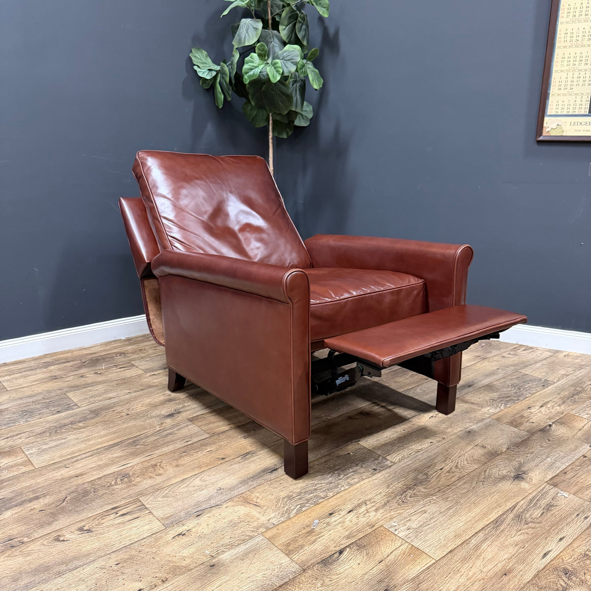 Pottery Barn Tyler Roll Arm Leather Recliners - Marching Pair