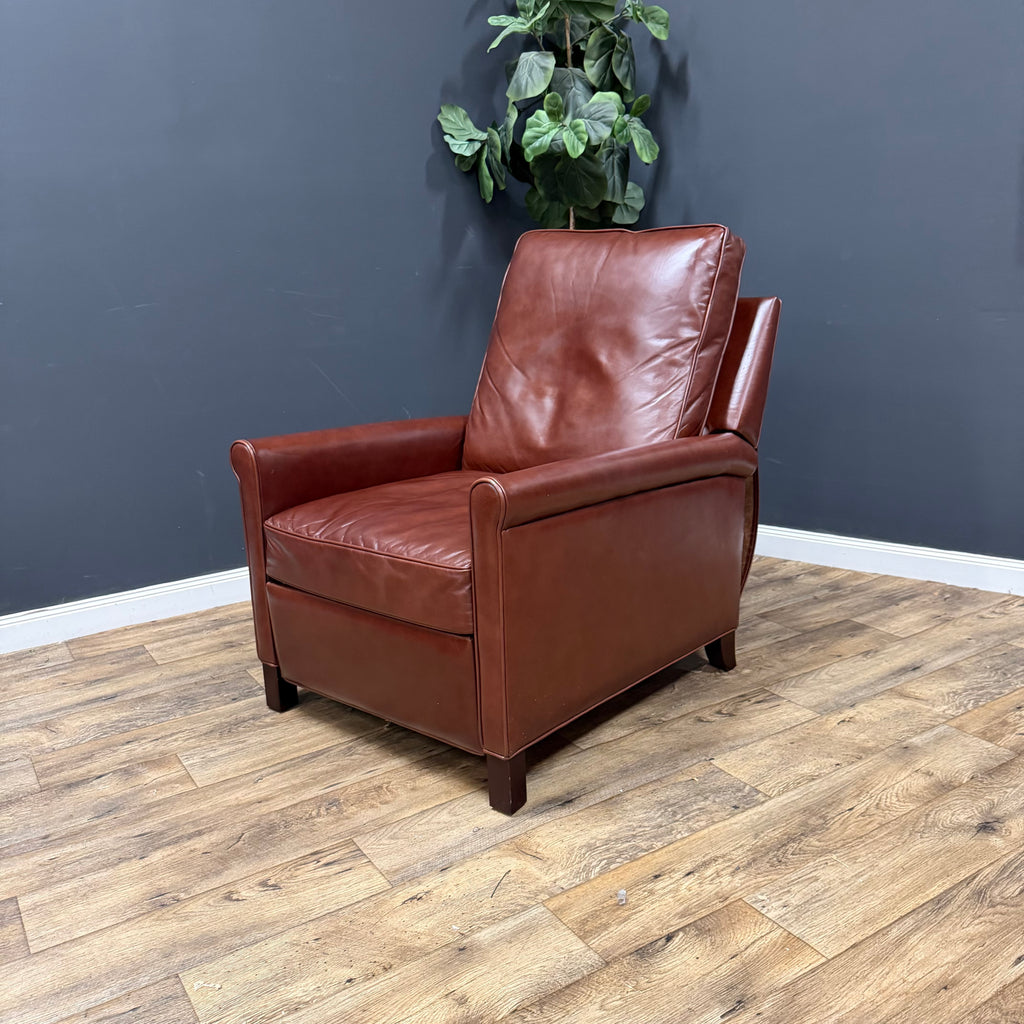 Pottery Barn Tyler Roll Arm Leather Recliners - Marching Pair