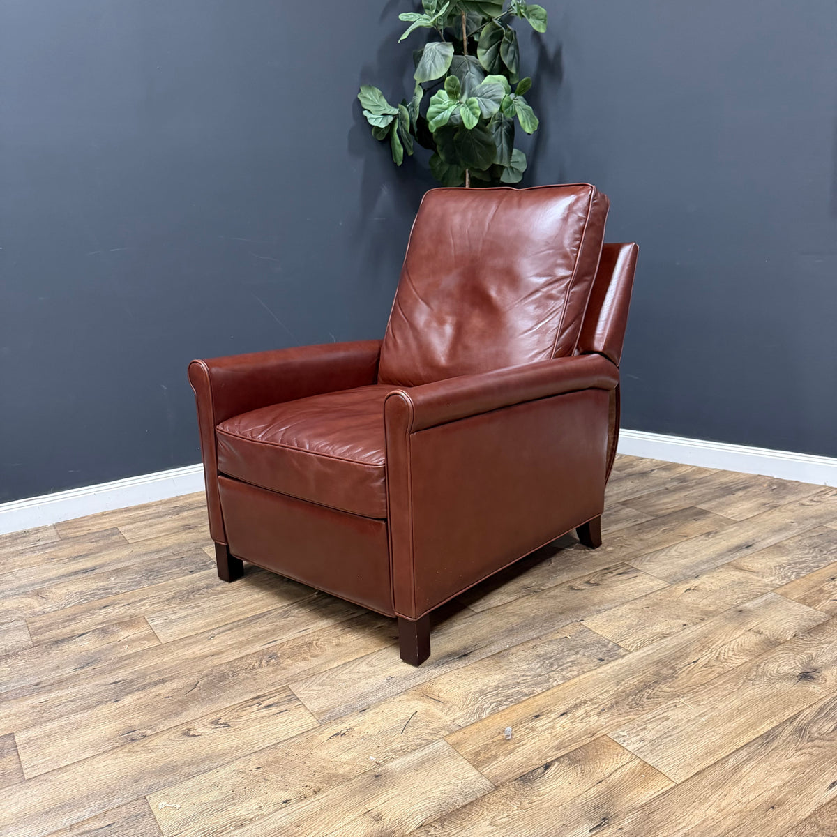Pottery Barn Tyler Roll Arm Leather Recliners - Marching Pair
