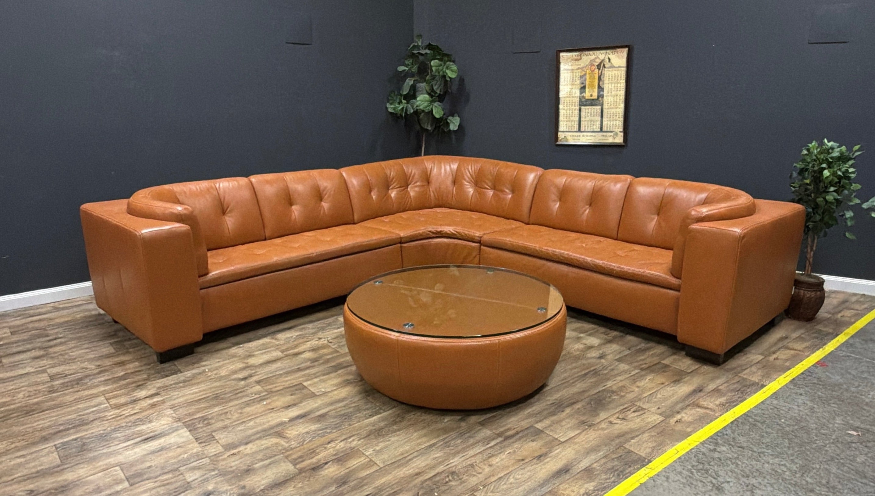 W. Schillig Leather Sofa with Matching Coffee Table
