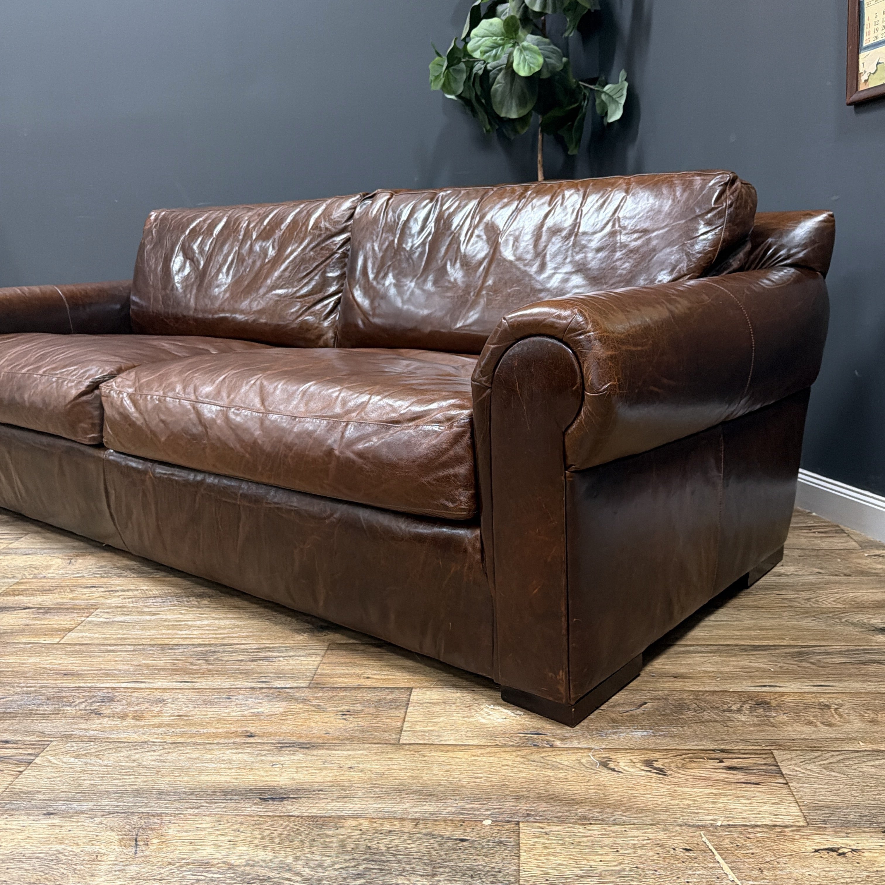 Restoration Hardware Lancaster 8’ Leather Sofa