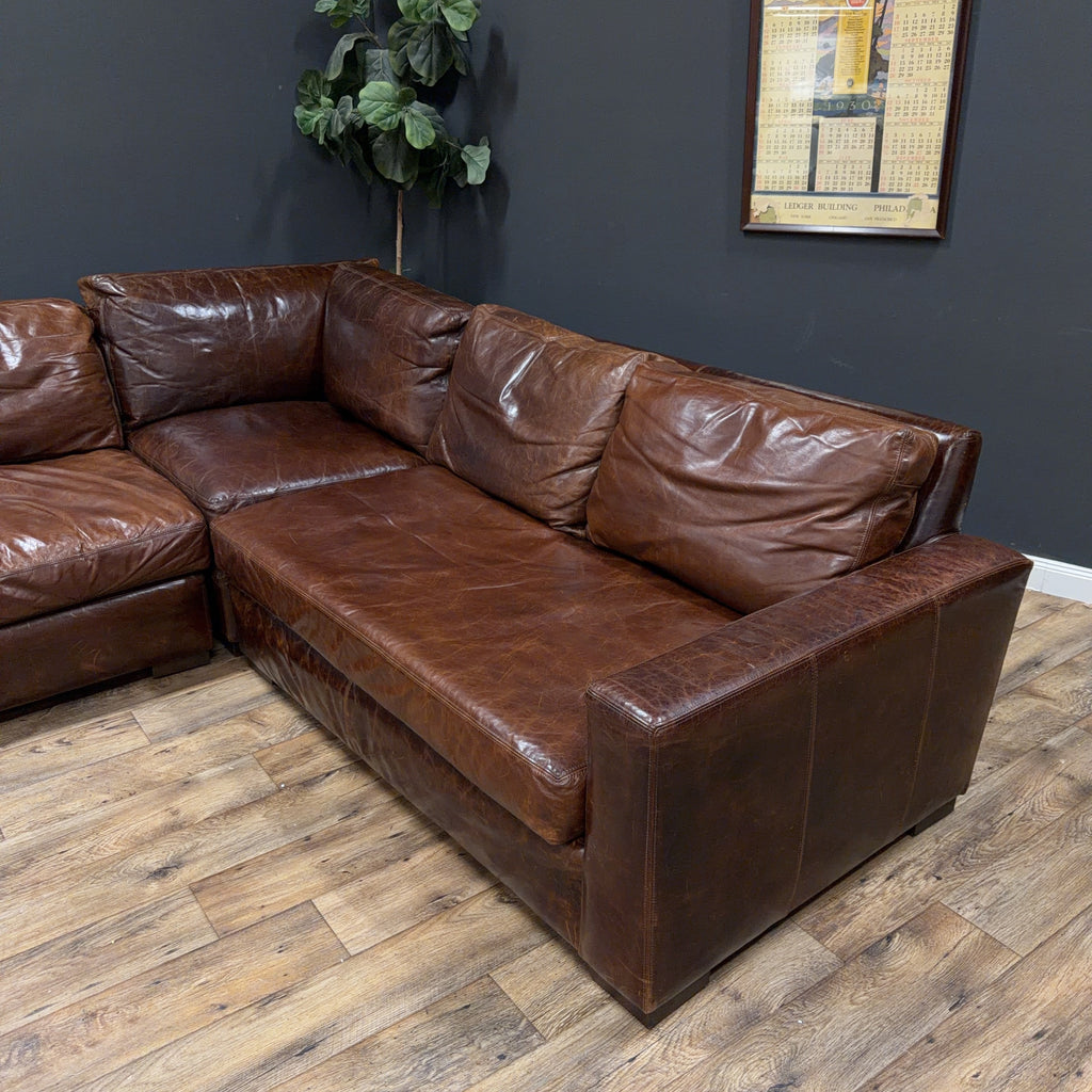 Restoration Hardware Maxwell Leather Sectional Sofa