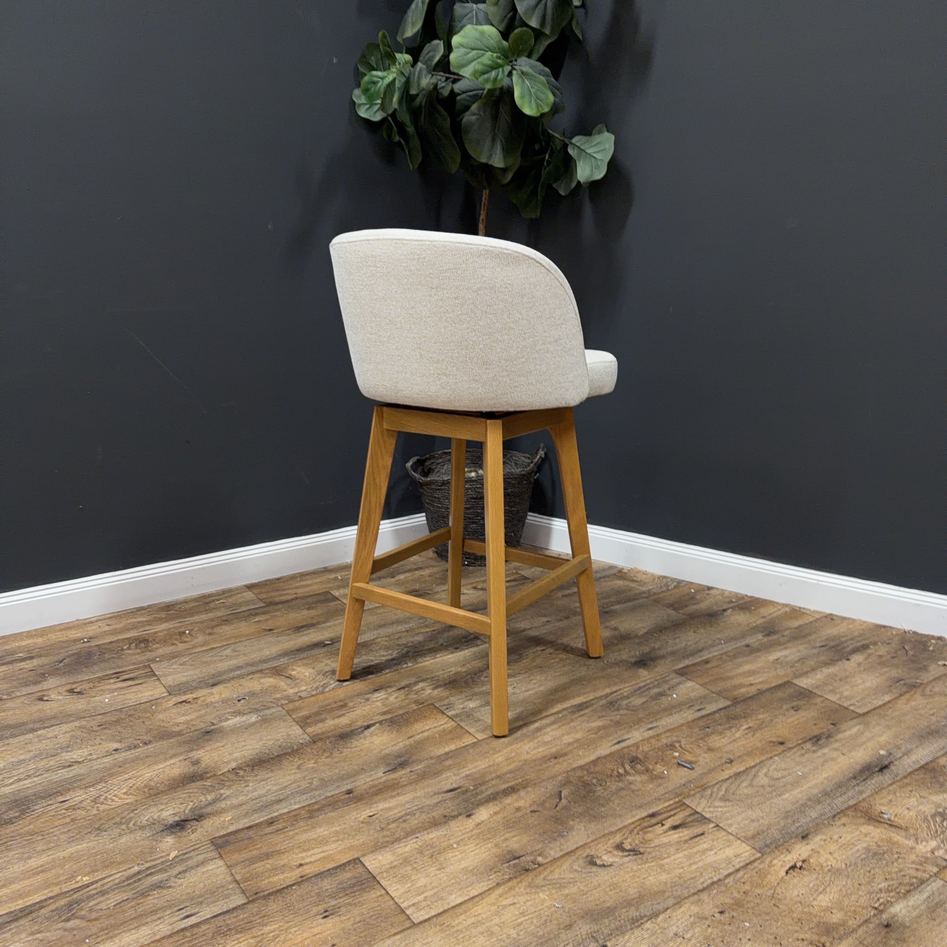 Article Alta Swivel Counter Stool - Oak And Camellia Ivory - Set of 4