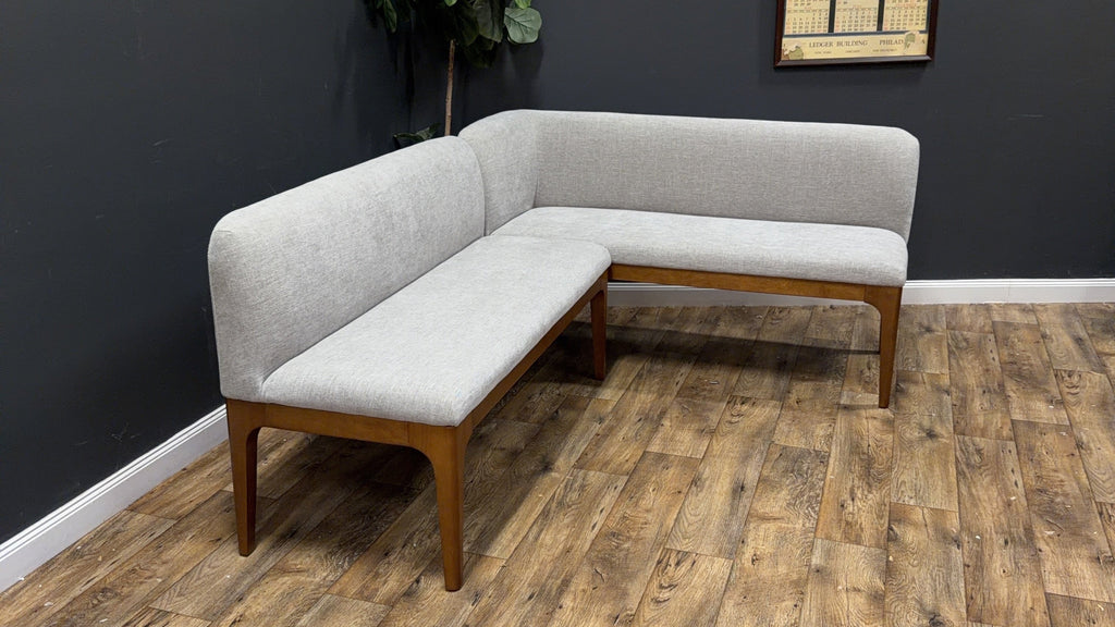 Article - Rosin 56.75" Left Corner Banquette and Rosin 53" Armless Banquette- Smoked Oak And Hestia Gray