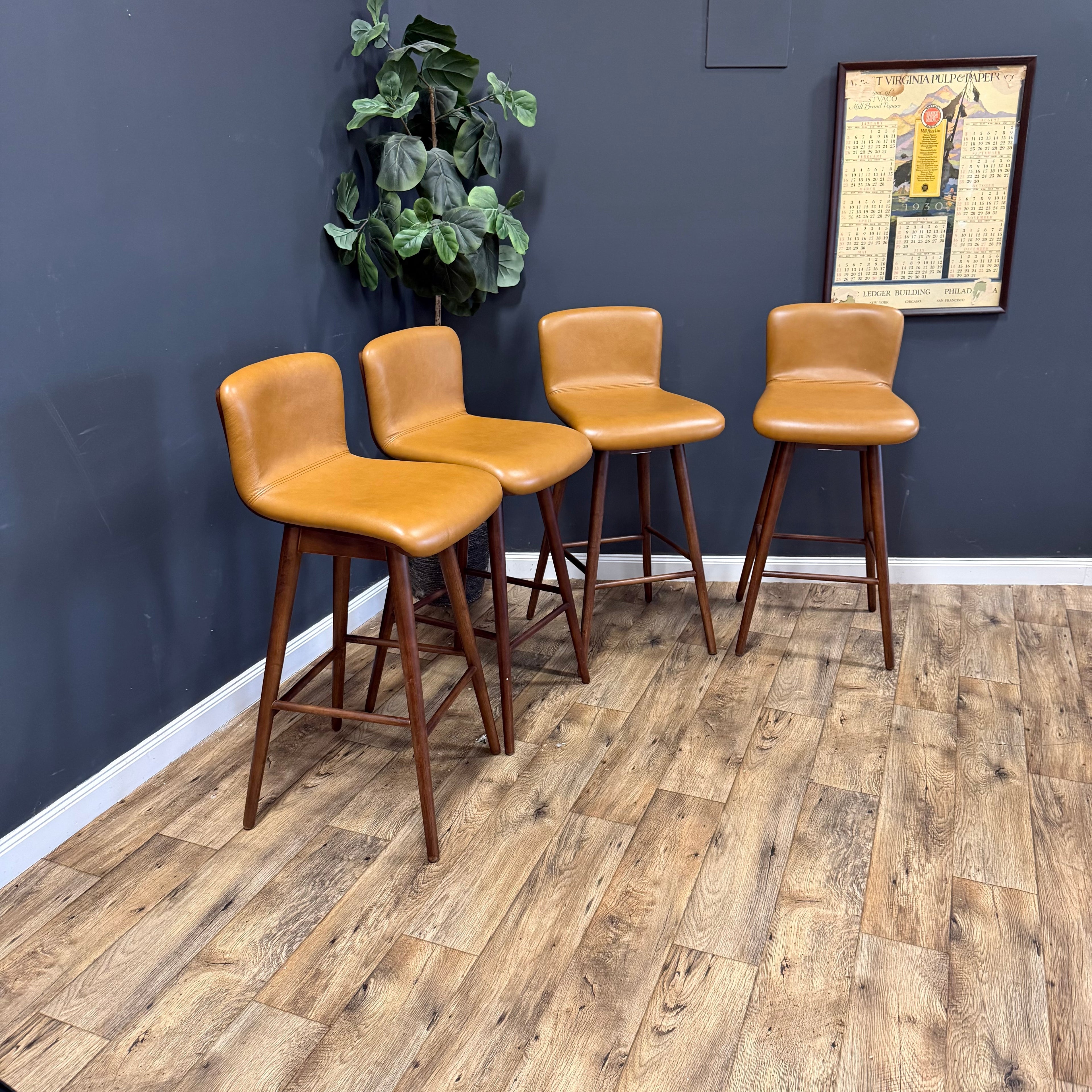 Article - Sede Leather Swivel Bar Stool - set of 4