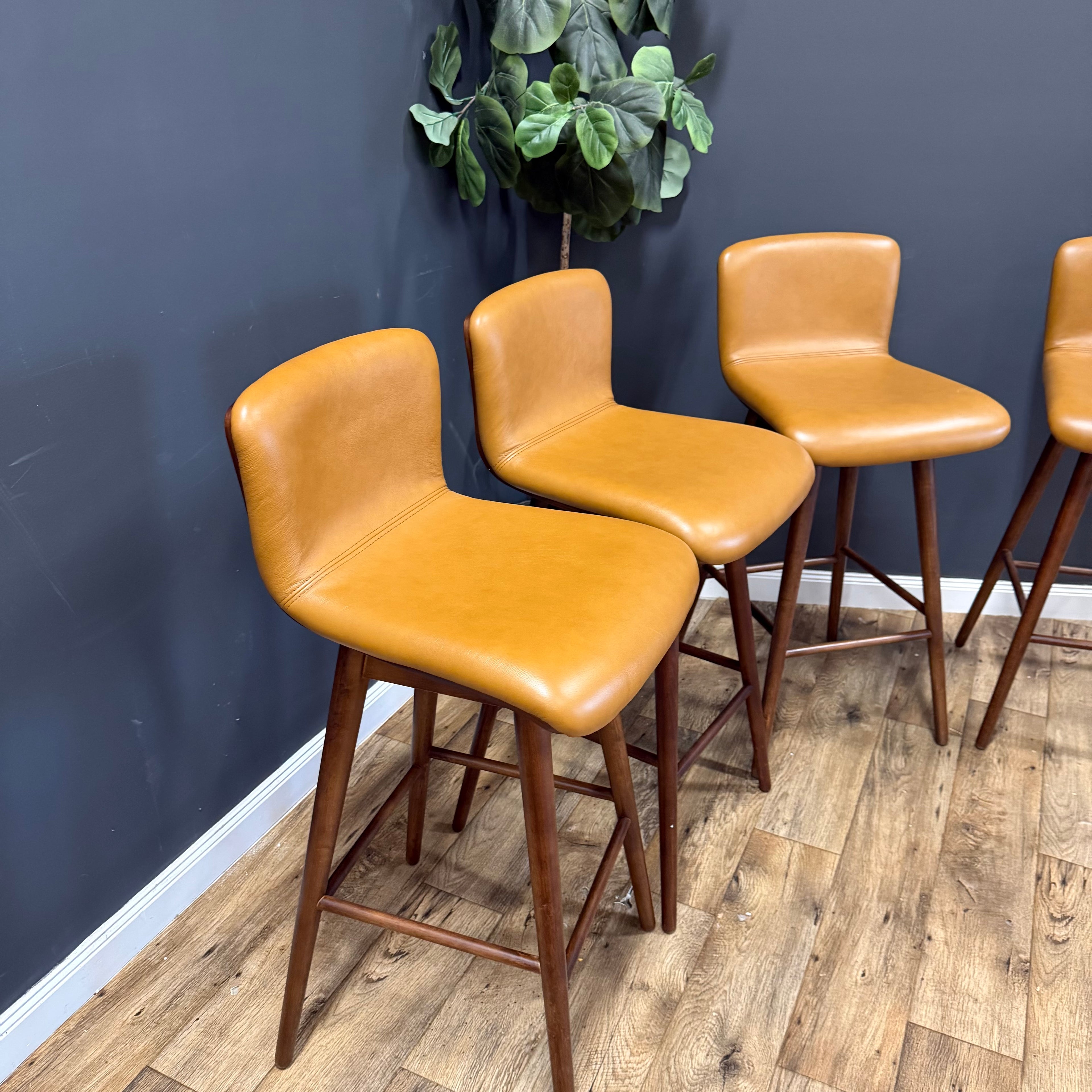 Article - Sede Leather Swivel Bar Stool - set of 4