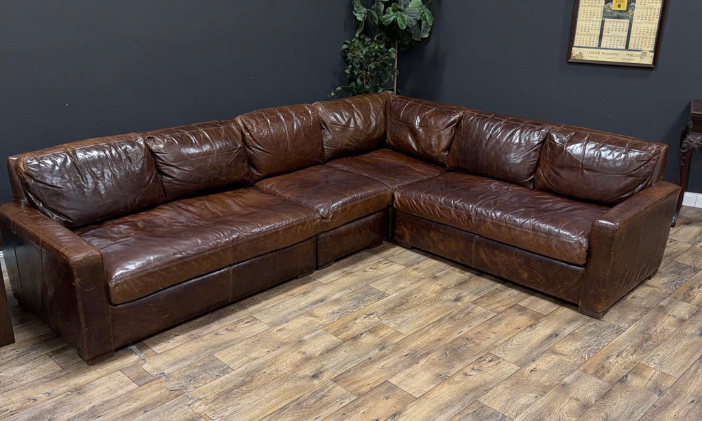Restoration Hardware Maxwell Leather Modular Sectional