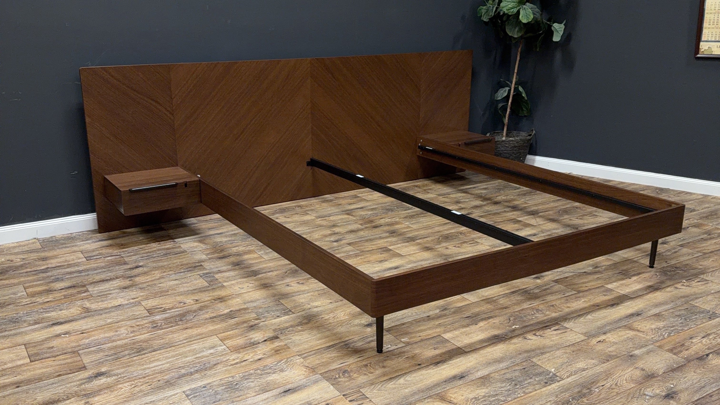 Nera California King Low Profile Bed with Nightstands Set — Walnut (Article)