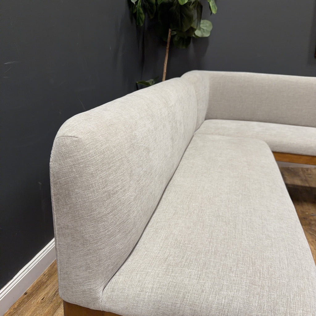Article - Rosin 56.75" Left Corner Banquette and Rosin 53" Armless Banquette- Smoked Oak And Hestia Gray