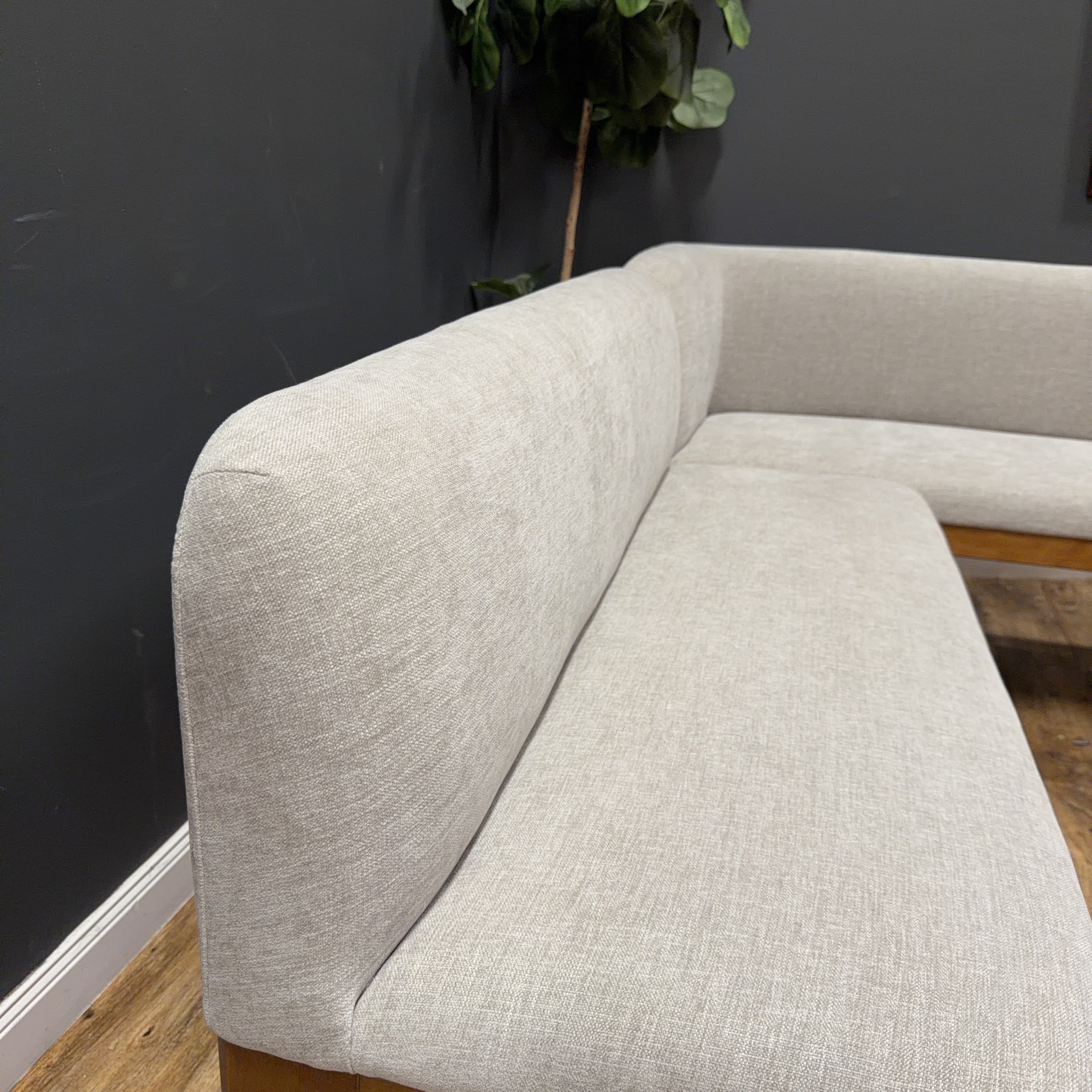 Article - Rosin 56.75" Left Corner Banquette and Rosin 53" Armless Banquette- Smoked Oak And Hestia Gray