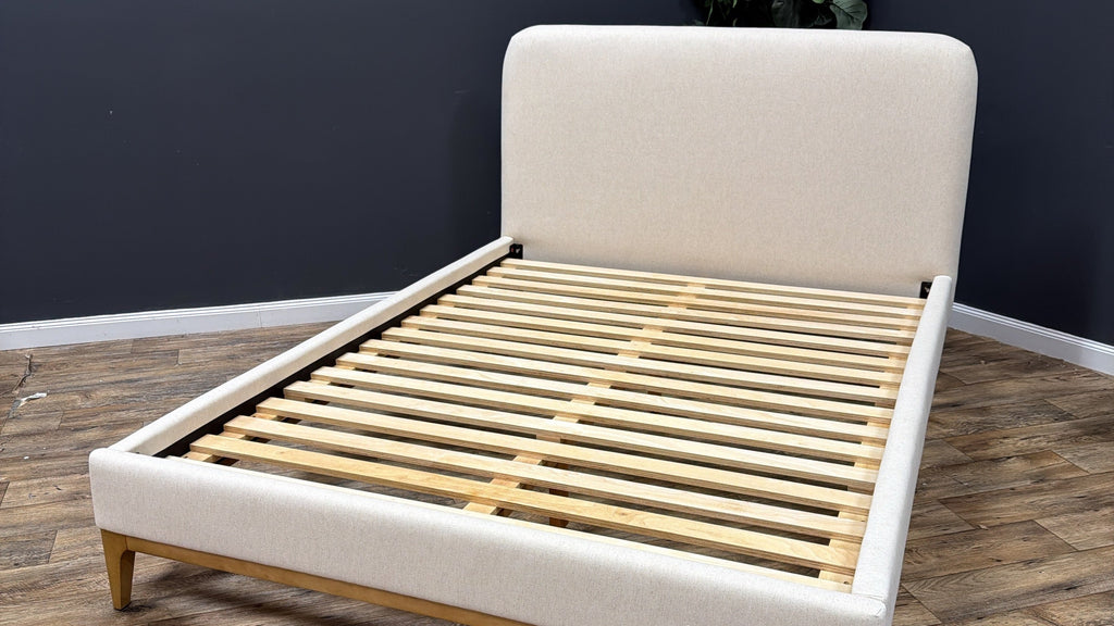 Article Rosin Queen Upholstered Bed — Natural Oak And Sand Ivory