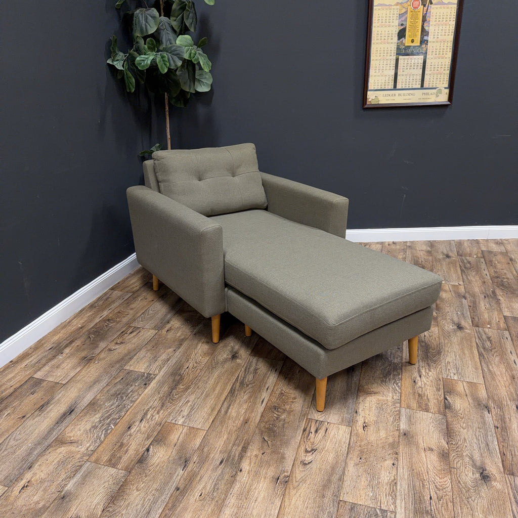 Burrow Nomad Plus Armchair with Chaise — Moss Green